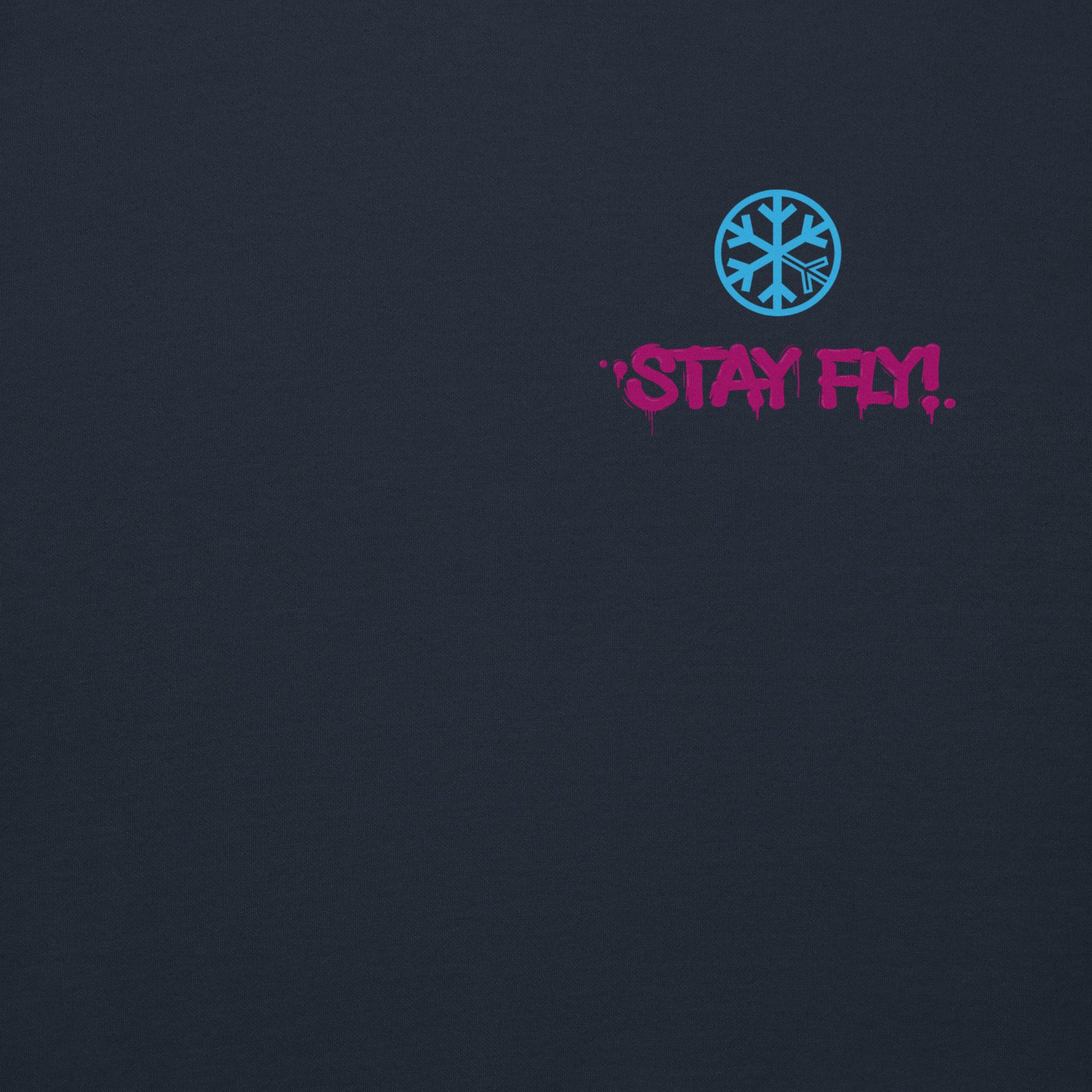 Navy-Stay Fly Graffiti Character Sweatshirt from B.Different Clothing, front graphic, graffiti-inspired streetwear