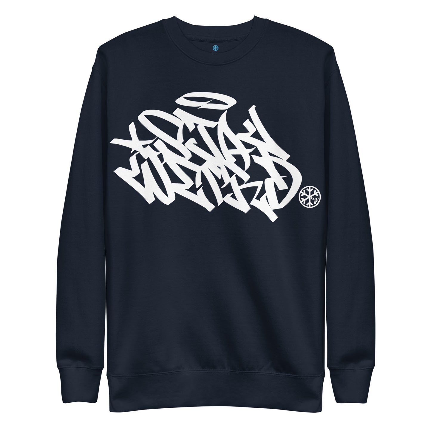 Navy-Stay Weird Graffiti Tag Sweatshirt from B.Different Clothing, front view, graffiti-inspired streetwear