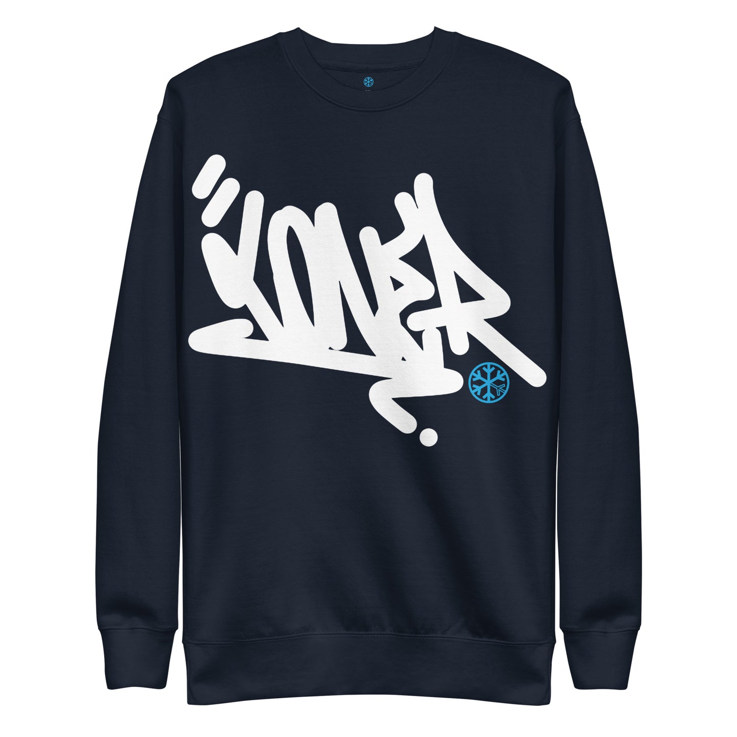 Navy-Loner Graffiti Tag Sweatshirt from B.Different Clothing, front view, graffiti-inspired streetwear