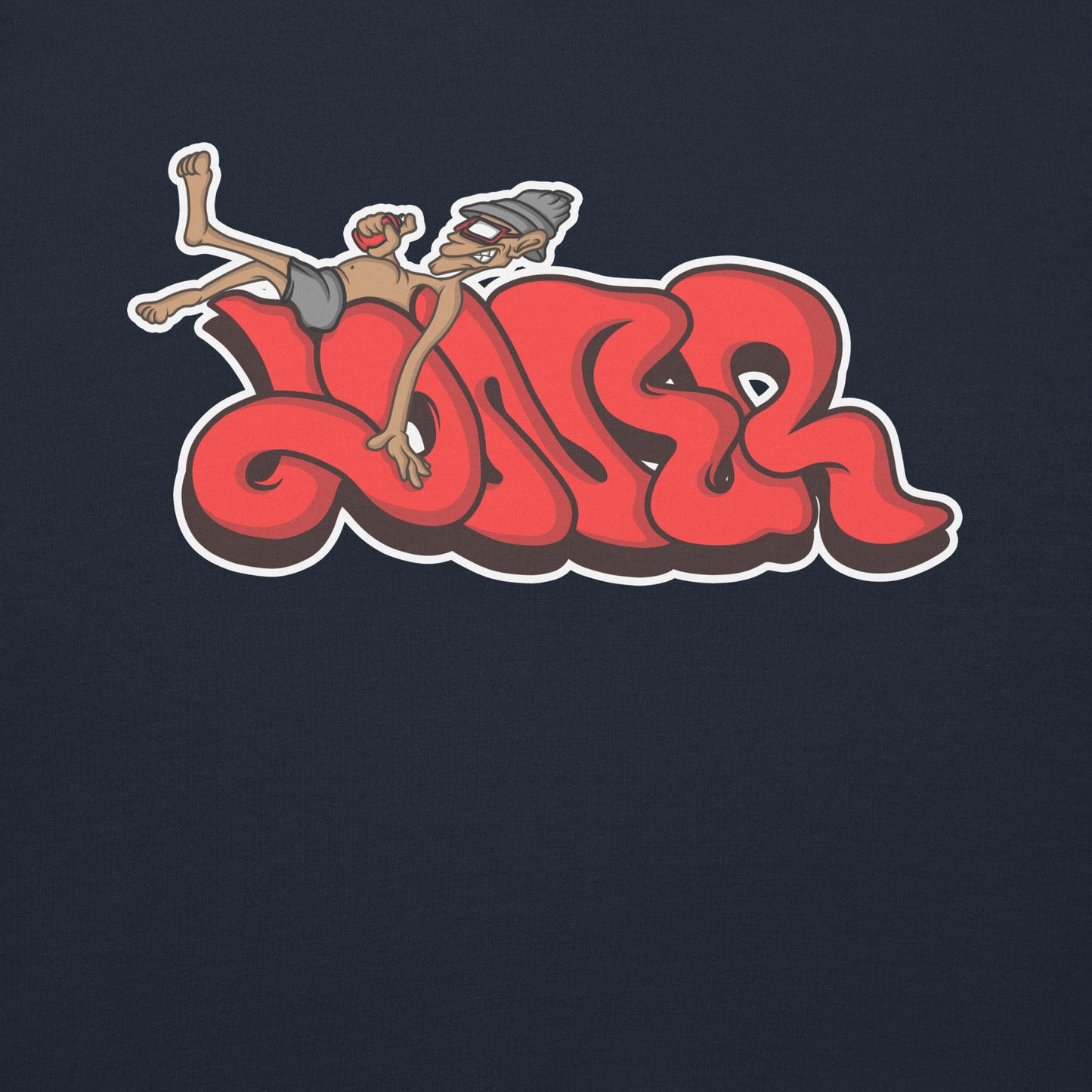 Navy-Loner Graffiti Piece Sweatshirt from B.Different Clothing, graphic, graffiti-inspired streetwear