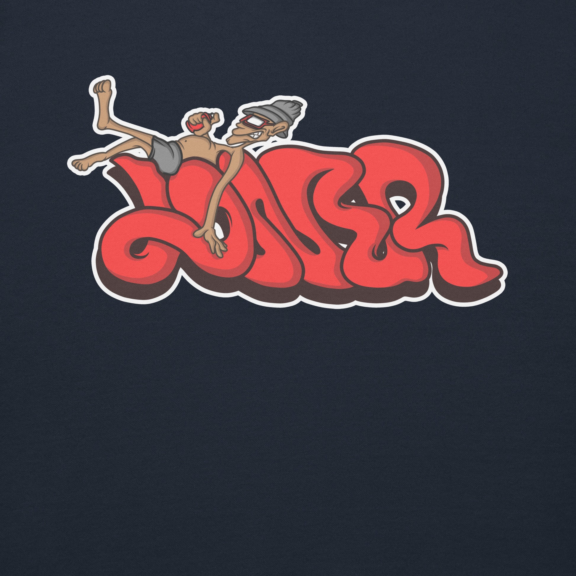 Navy-Loner Graffiti Piece Sweatshirt from B.Different Clothing, graphic, graffiti-inspired streetwear