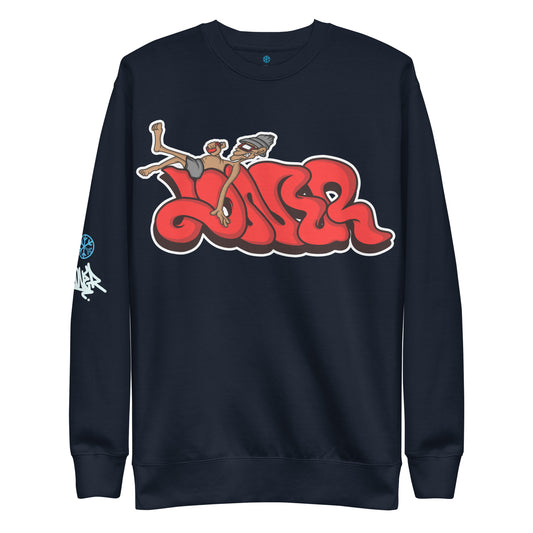 Navy-Loner Graffiti Piece Sweatshirt from B.Different Clothing, front view, graffiti-inspired streetwear