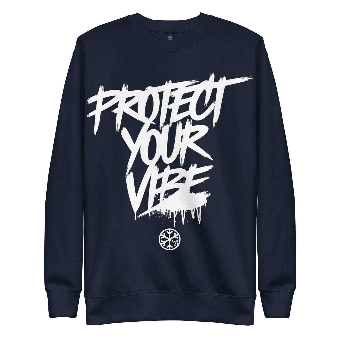 Navy-Protect Your Vibe Graffiti Tag Sweatshirt from B.Different Clothing, front view, graffiti-inspired streetwear