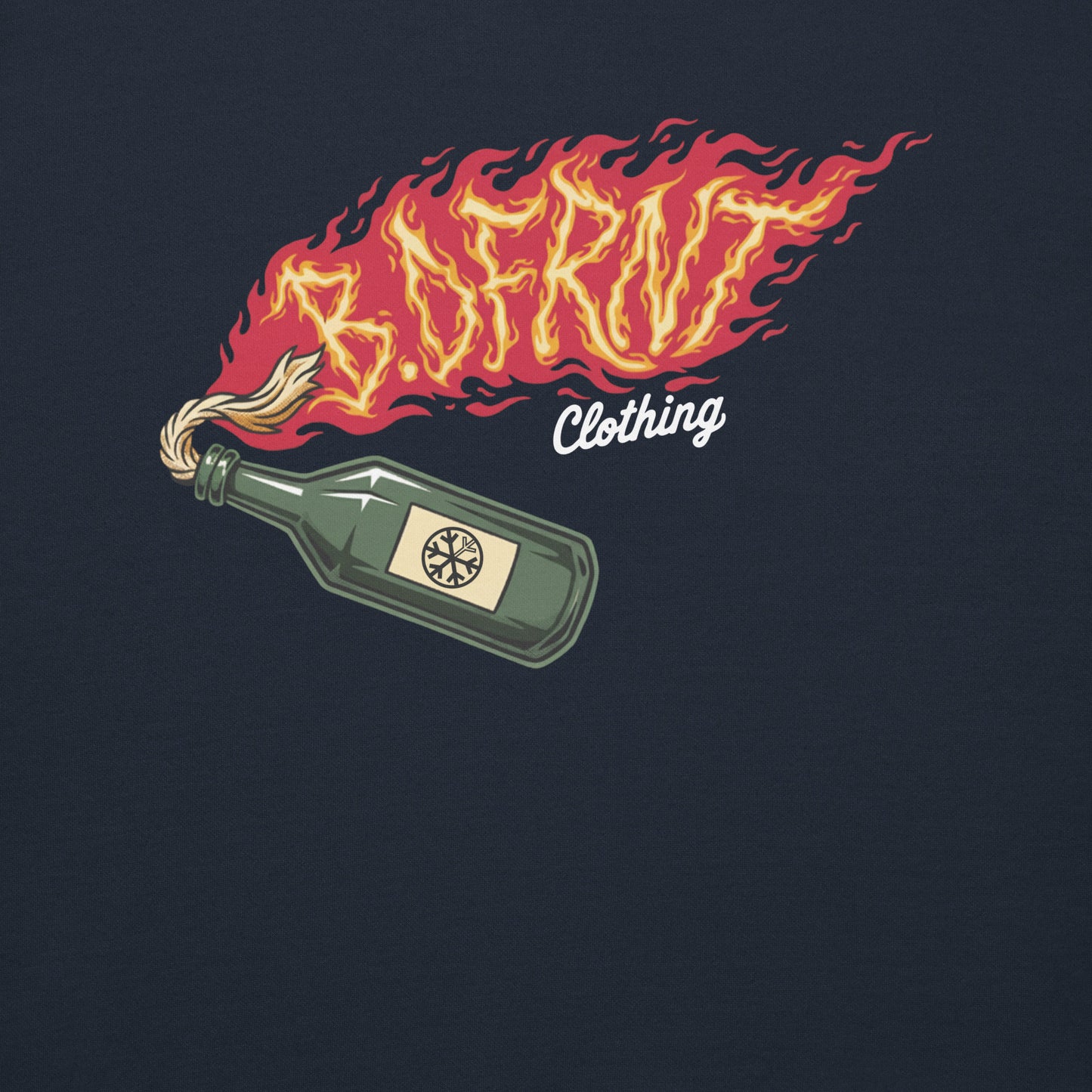 Navy-Molotov Graffiti Sweatshirt from B.Different Clothing, graphic, graffiti-inspired streetwear