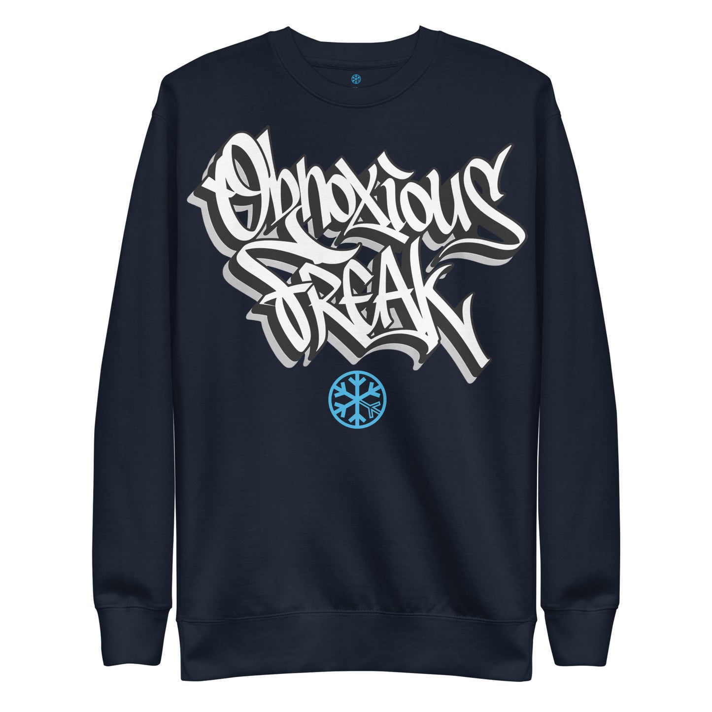 Navy-Obnoxious Freak Graffiti Sweatshirt from B.Different Clothing, front view, graffiti-inspired streetwear