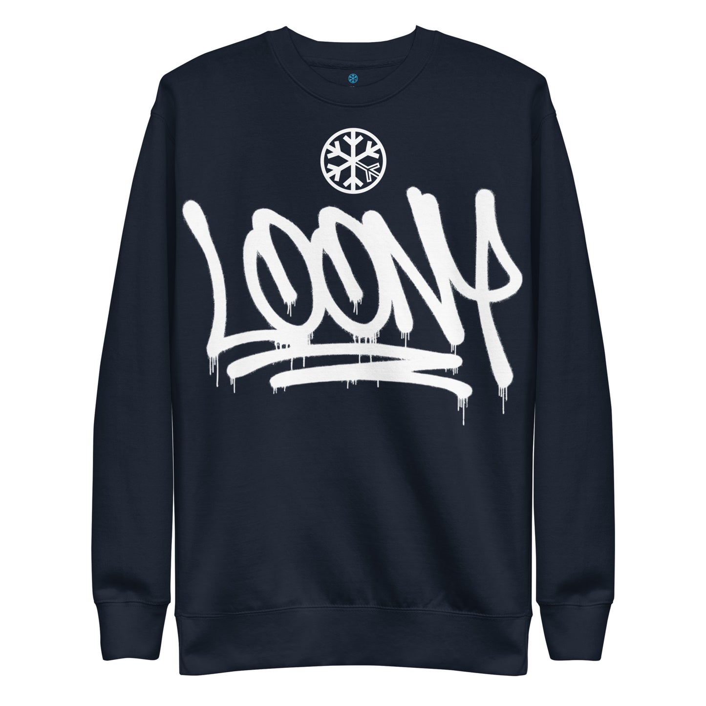 Navy-Loony Graffiti Tag Sweatshirt from B.Different Clothing, front view, graffiti-inspired streetwear