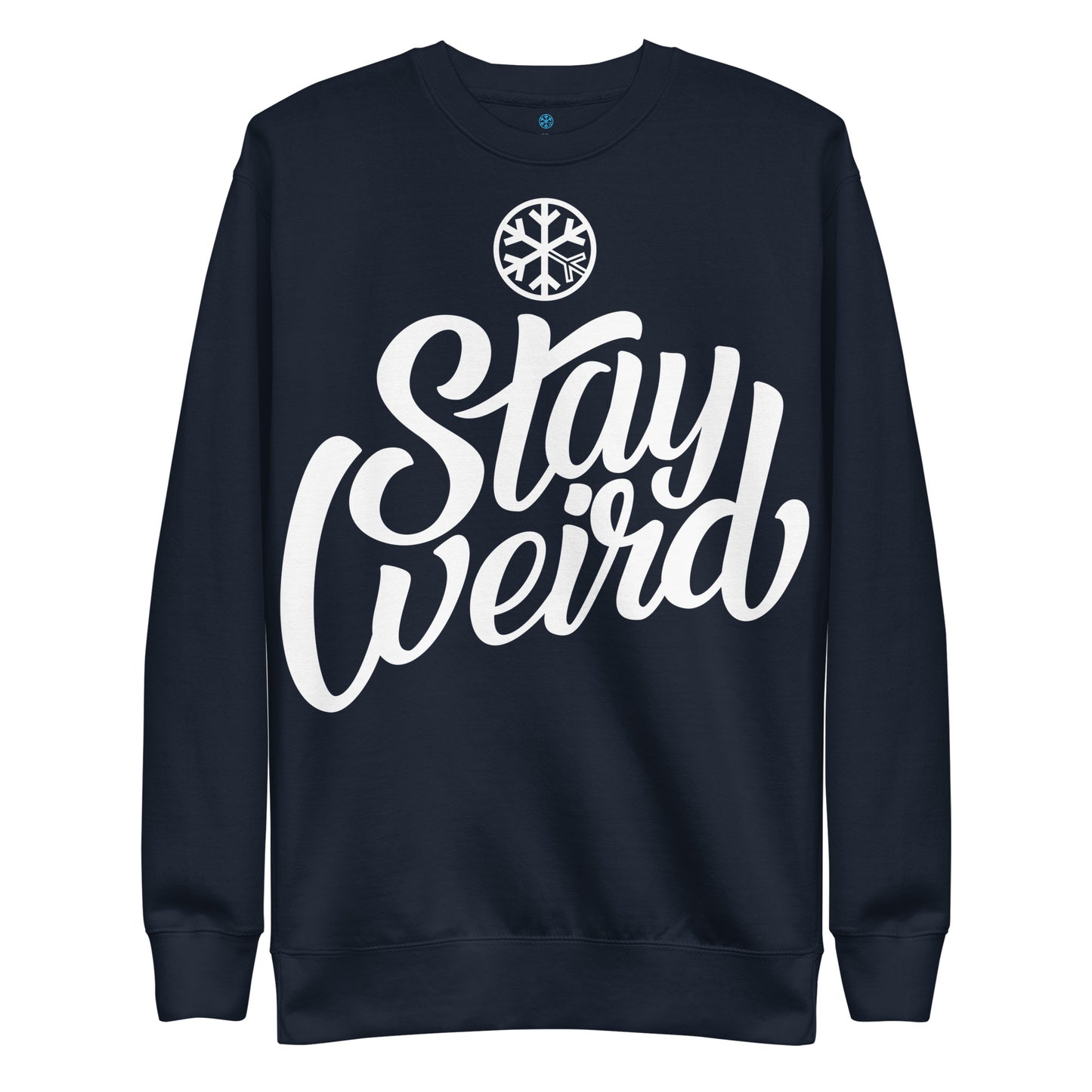 Navy-Stay Weird Sweatshirt from B.Different Clothing, front view, graffiti-inspired streetwear