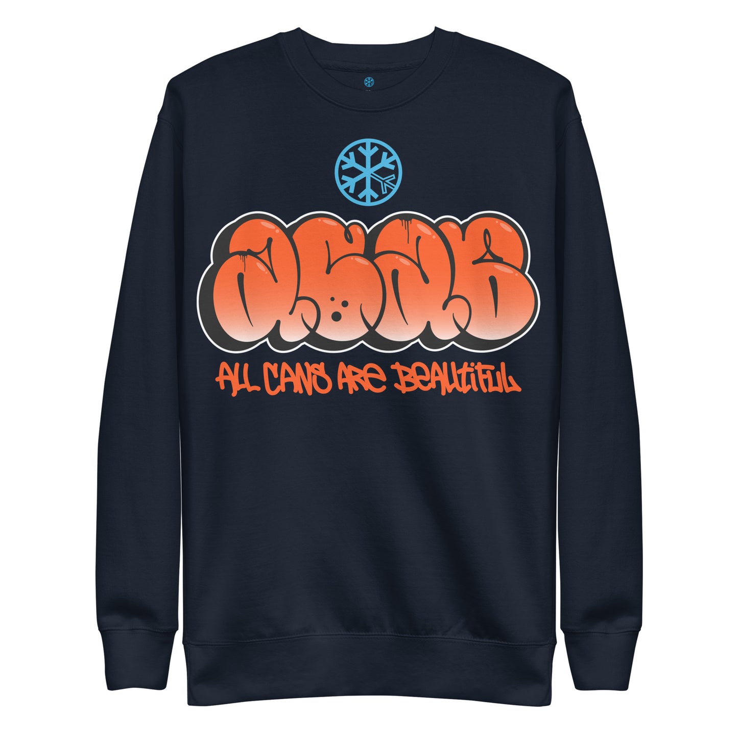Navy-ACAB Graffiti Throw-up Sweatshirt from B.Different Clothing, front view, graffiti-inspired streetwear