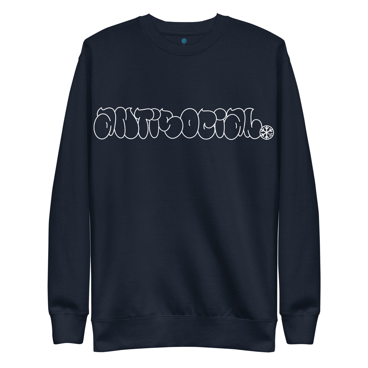 Navy-Antisocial Graffiti Hollow Sweatshirt from B.Different Clothing, front view, graffiti-inspired streetwear