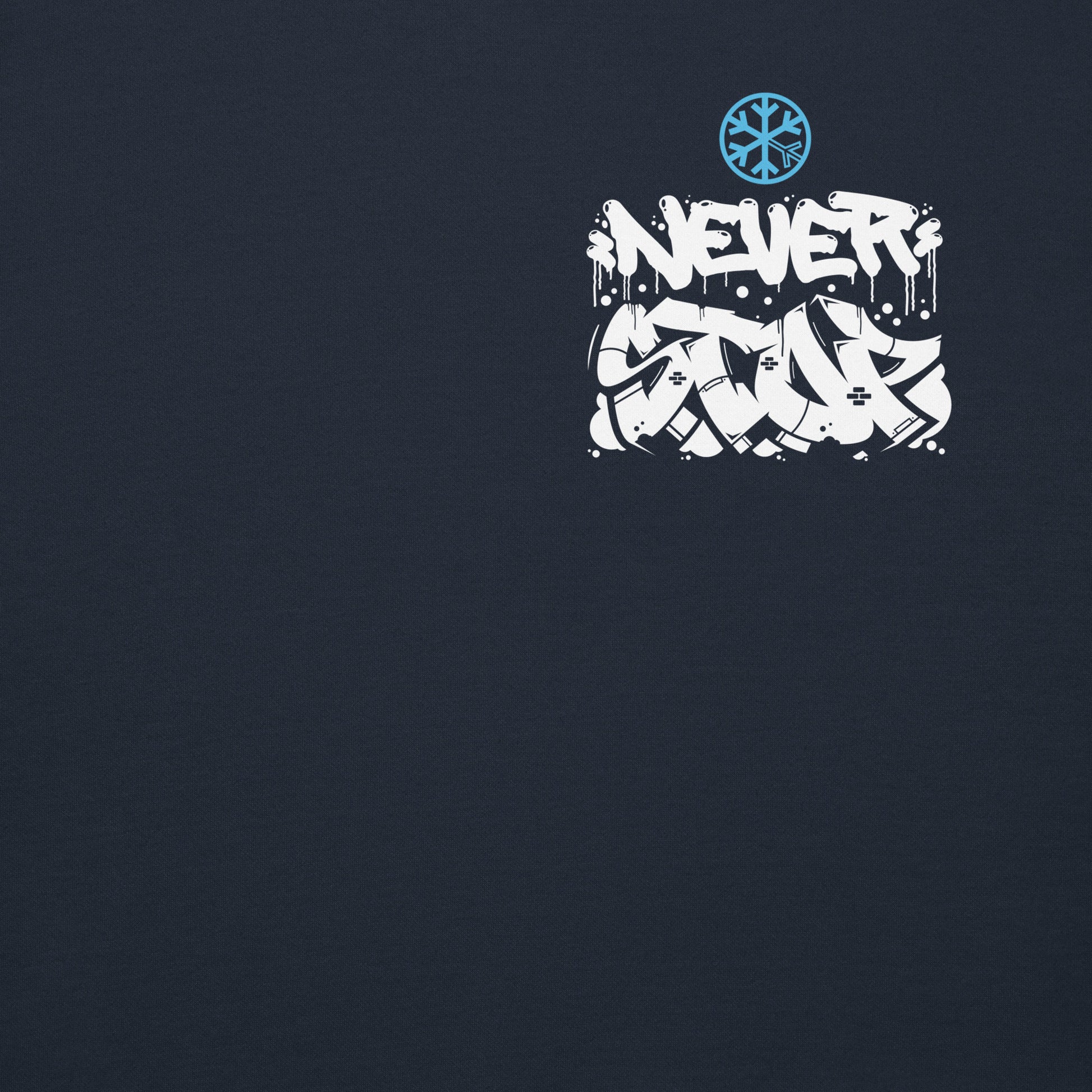 Navy-Never Stop Graffiti Character Sweatshirt from B.Different Clothing, front graphic, graffiti-inspired streetwear