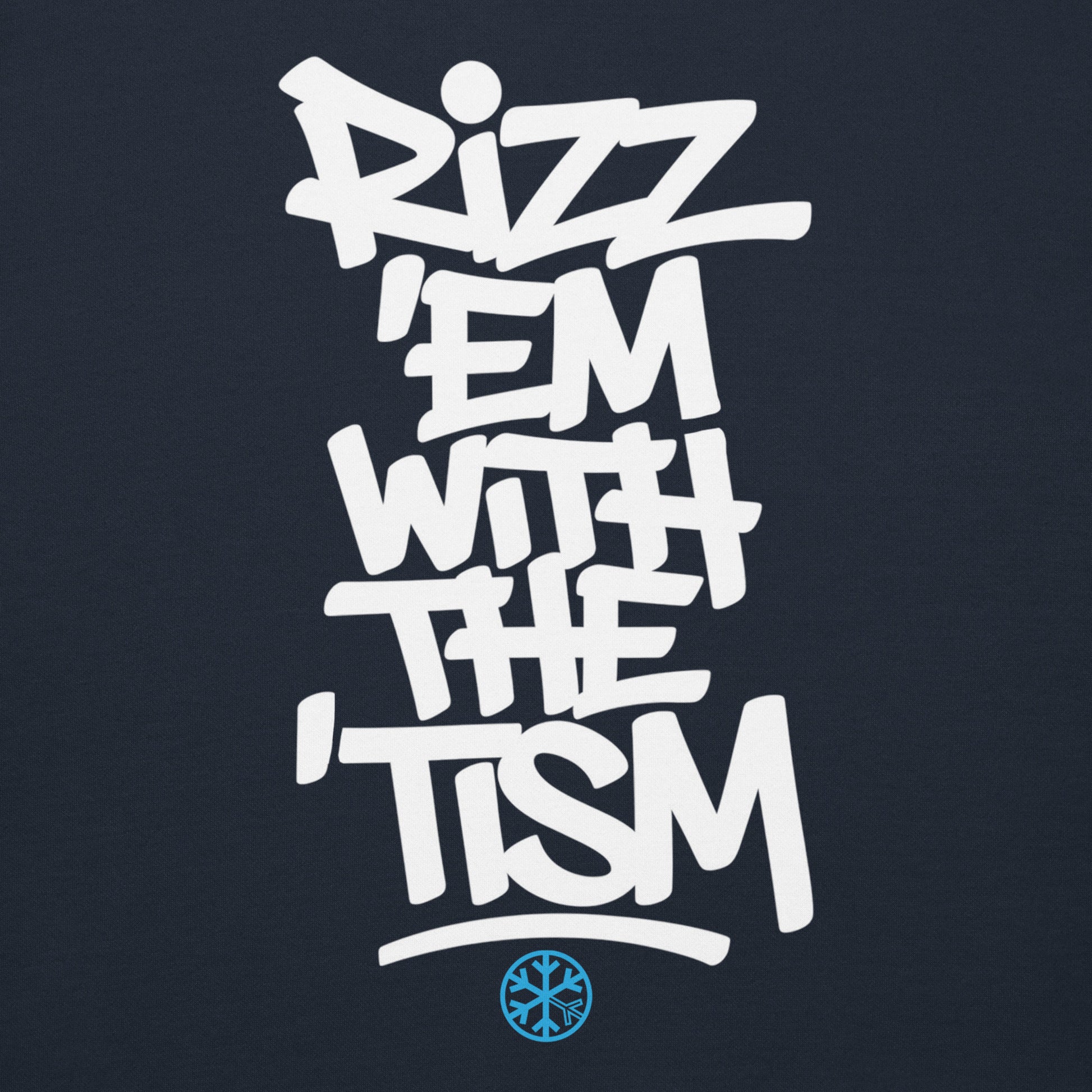 Navy-Rizz 'Em With The 'Tism Graffiti Sweatshirt from B.Different Clothing, graphic, graffiti-inspired streetwear