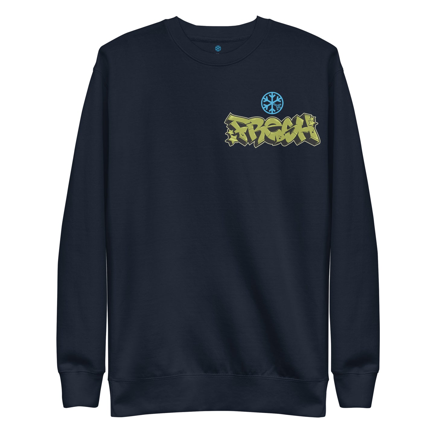 Navy-Fresh Graffiti Character Sweatshirt from B.Different Clothing, front view, graffiti-inspired streetwear