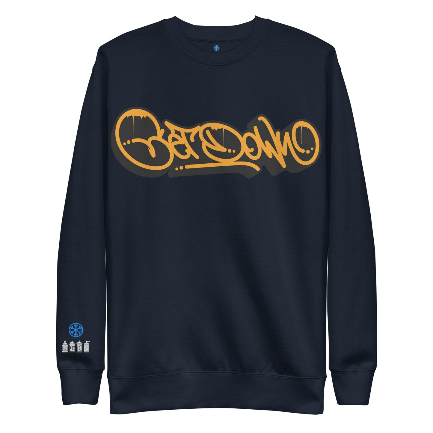 Navy-Get Down Graffiti Tag Sweatshirt from B.Different Clothing, front view, graffiti-inspired streetwear