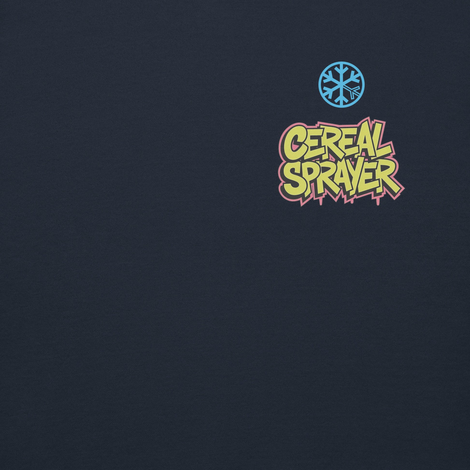 Navy-Cereal Sprayer Graffiti Sweatshirt from B.Different Clothing, front graphic, graffiti-inspired streetwear