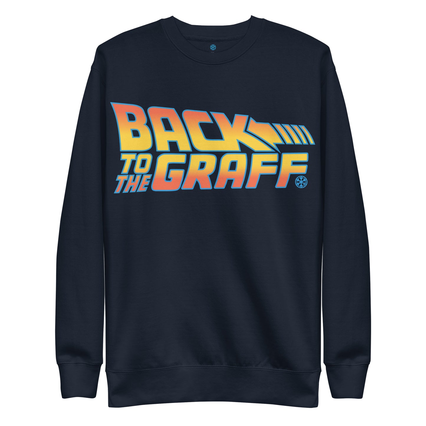 Navy-Back to the Graff Sweatshirt from B.Different Clothing, front view, graffiti-inspired streetwear