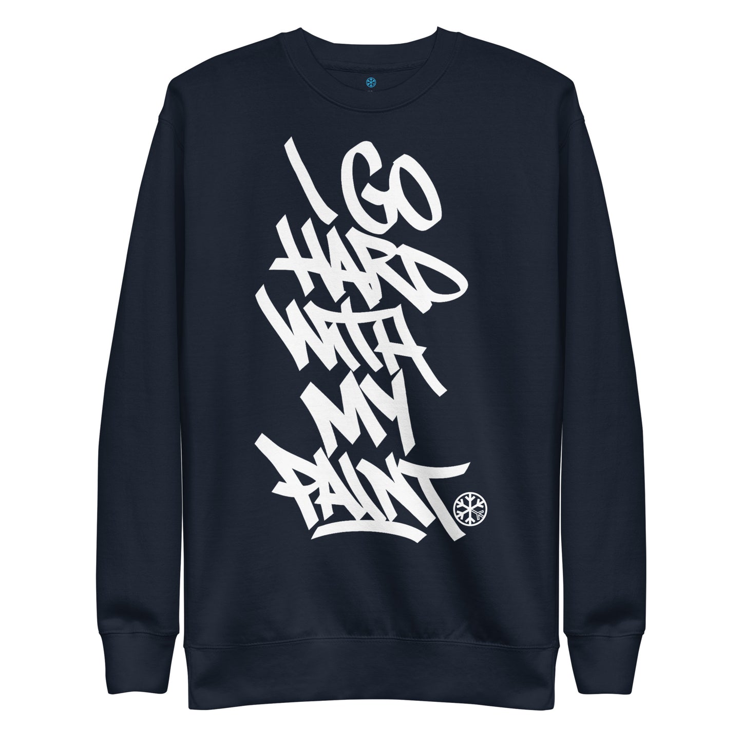 Navy-I Go Hard With My Paint Graffiti Sweatshirt from B.Different Clothing, front view, graffiti-inspired streetwear