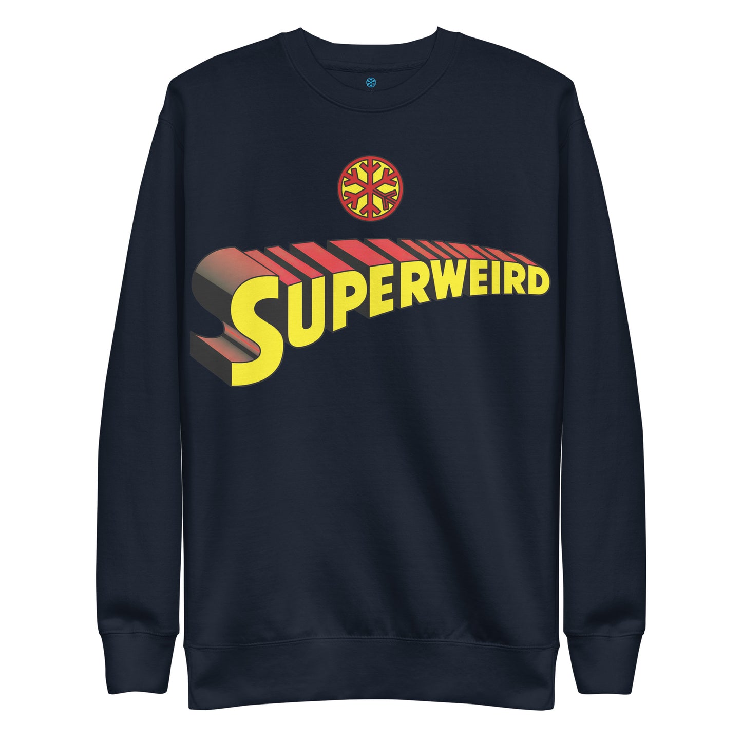 Navy-Superweird Sweatshirt from B.Different Clothing, front view, graffiti-inspired streetwear