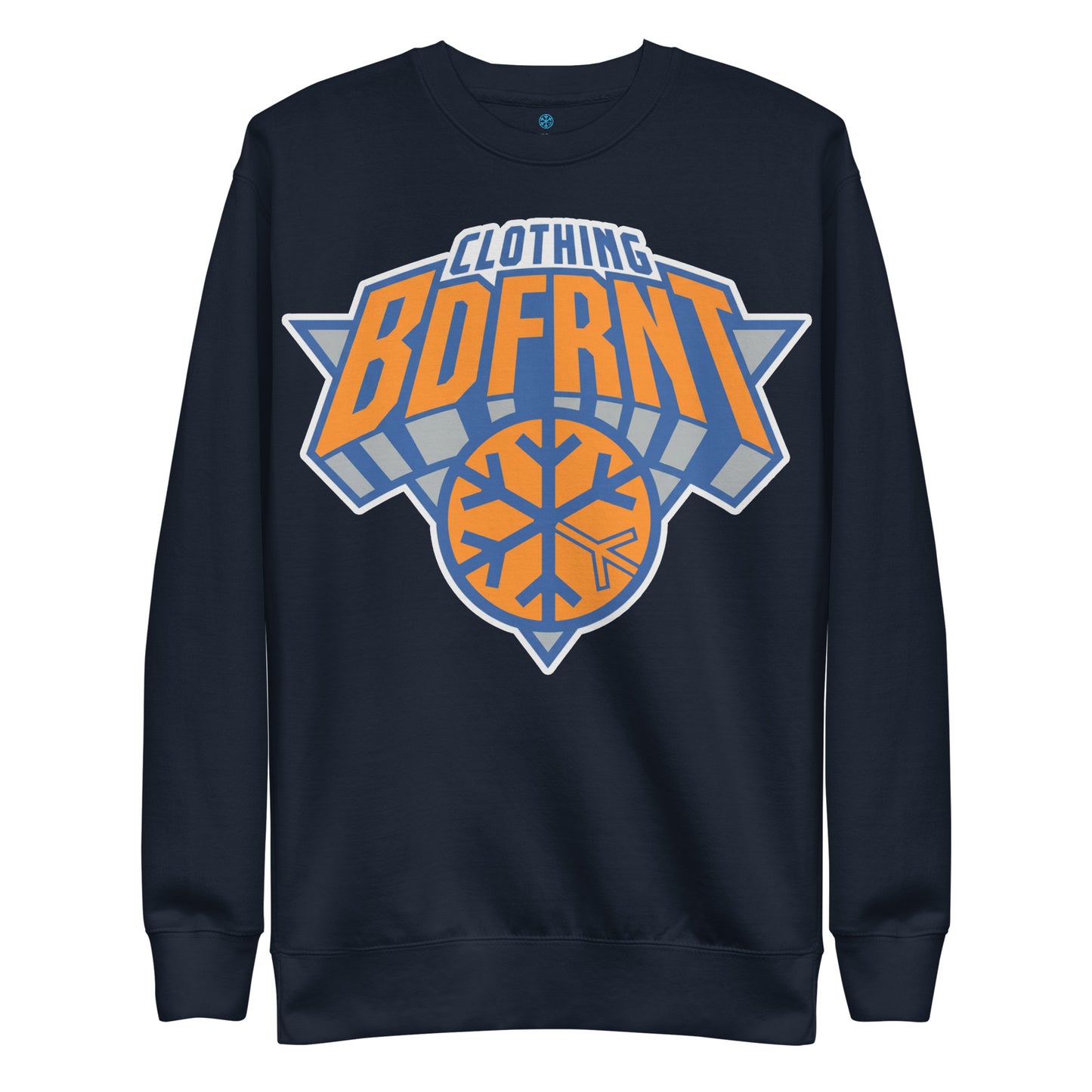 Navy-BDFRNT Logo 2011 Sweatshirt from B.Different Clothing, front view, graffiti-inspired streetwear