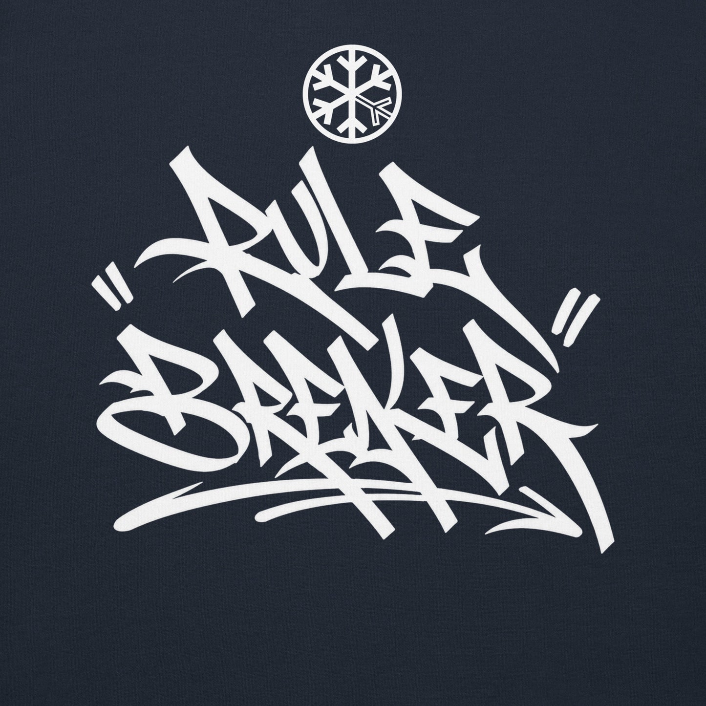 Navy Blazer-Rule Breaker Graffiti Tag Sweatshirt from B.Different Clothing, front graphic, graffiti-inspired streetwear
