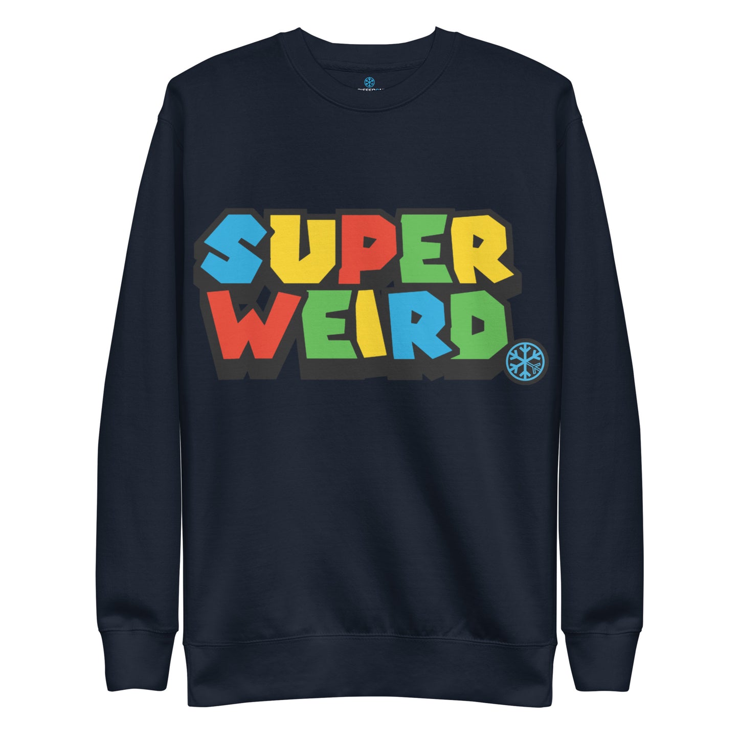 Navy Blazer-Super Weird Bros Sweatshirt from B.Different Clothing, front view, graffiti-inspired streetwear