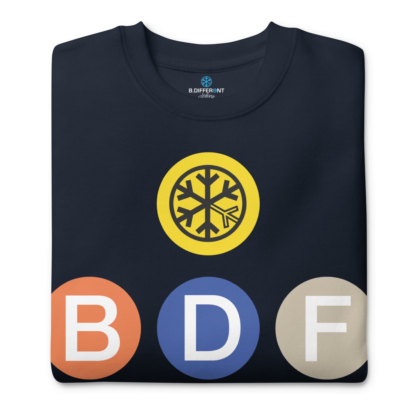 Navy Blazer-BDFRNT NYC Subway Sweatshirt from B.Different Clothing, folded, graffiti-inspired streetwear