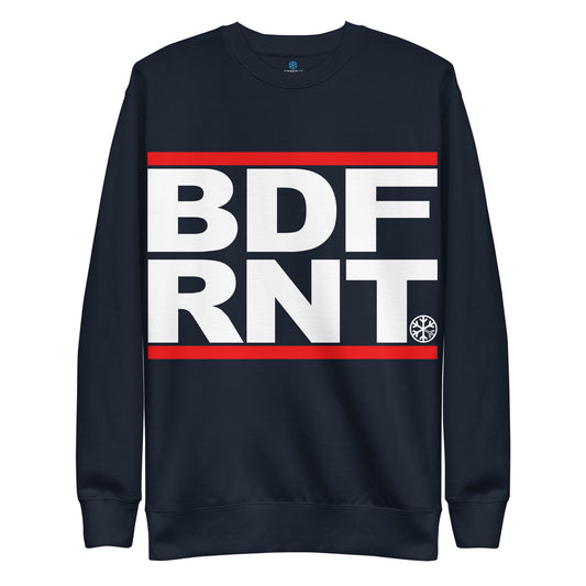 Navy Blazer-BDFRNT OG Logo Sweatshirt from B.Different Clothing, front view, graffiti-inspired streetwear