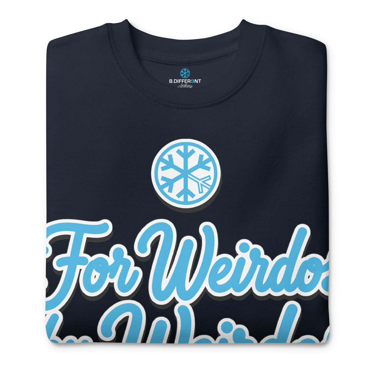 Navy Blazer-For Weirdos by Weirdos Sweatshirt from B.Different Clothing, folded, graffiti-inspired streetwear