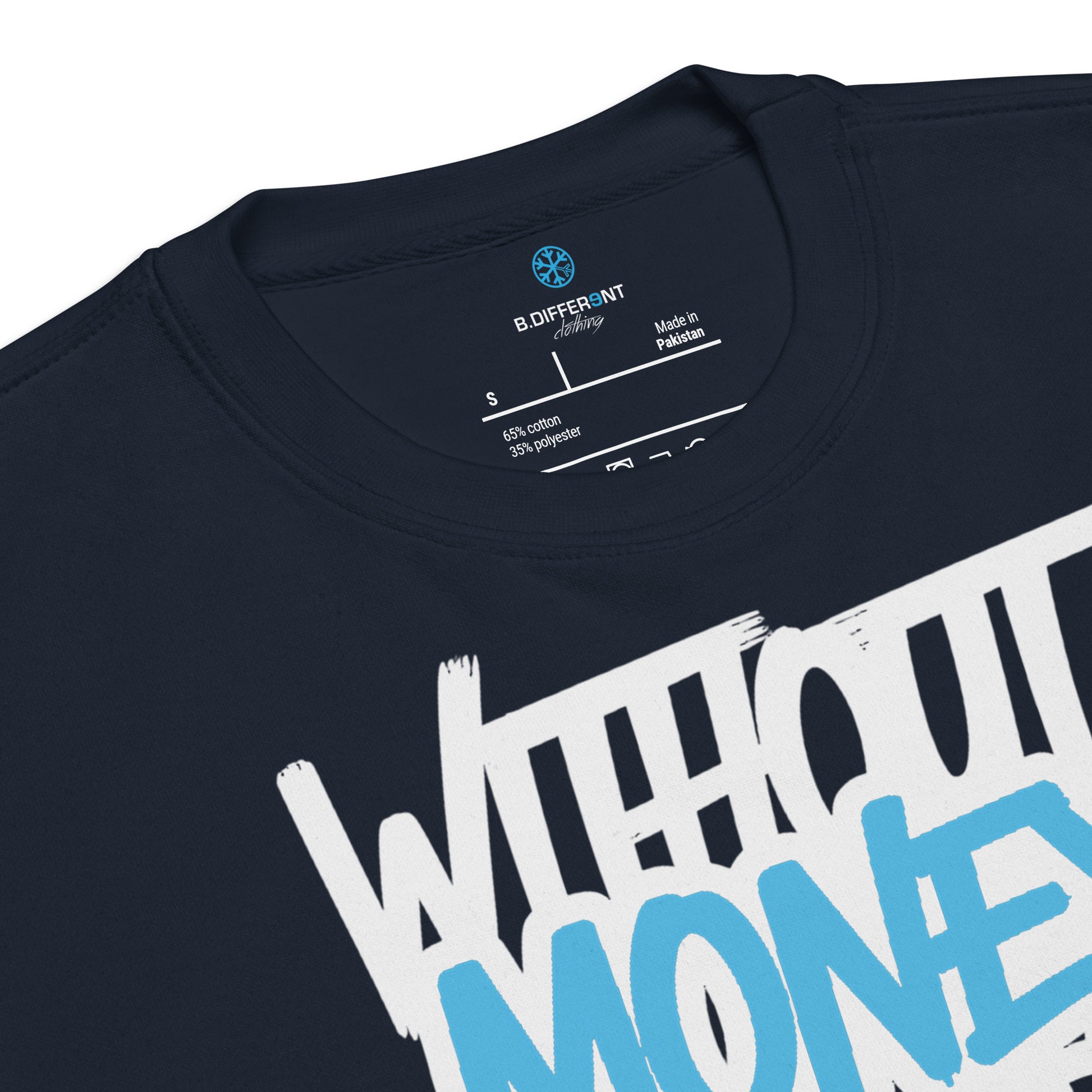 Navy-Without Dreams You Are Nothing Graffiti Sweatshirt from B.Different Clothing, detail, graffiti-inspired streetwear