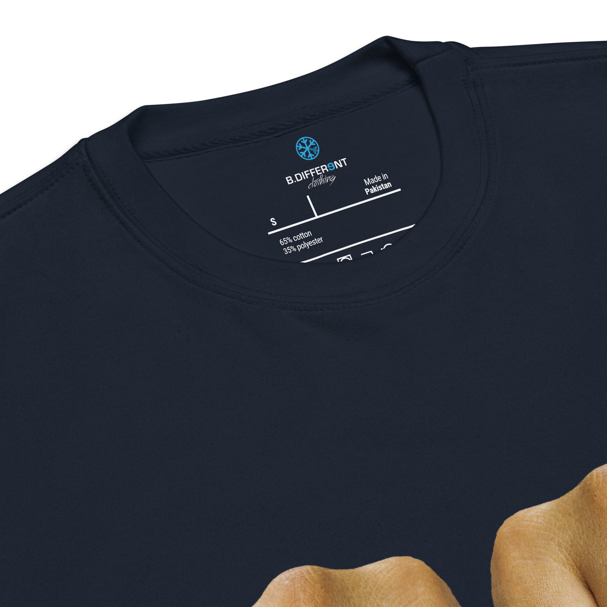 Navy-Outsider Tattoo Sweatshirt from B.Different Clothing, collar, graffiti-inspired streetwear