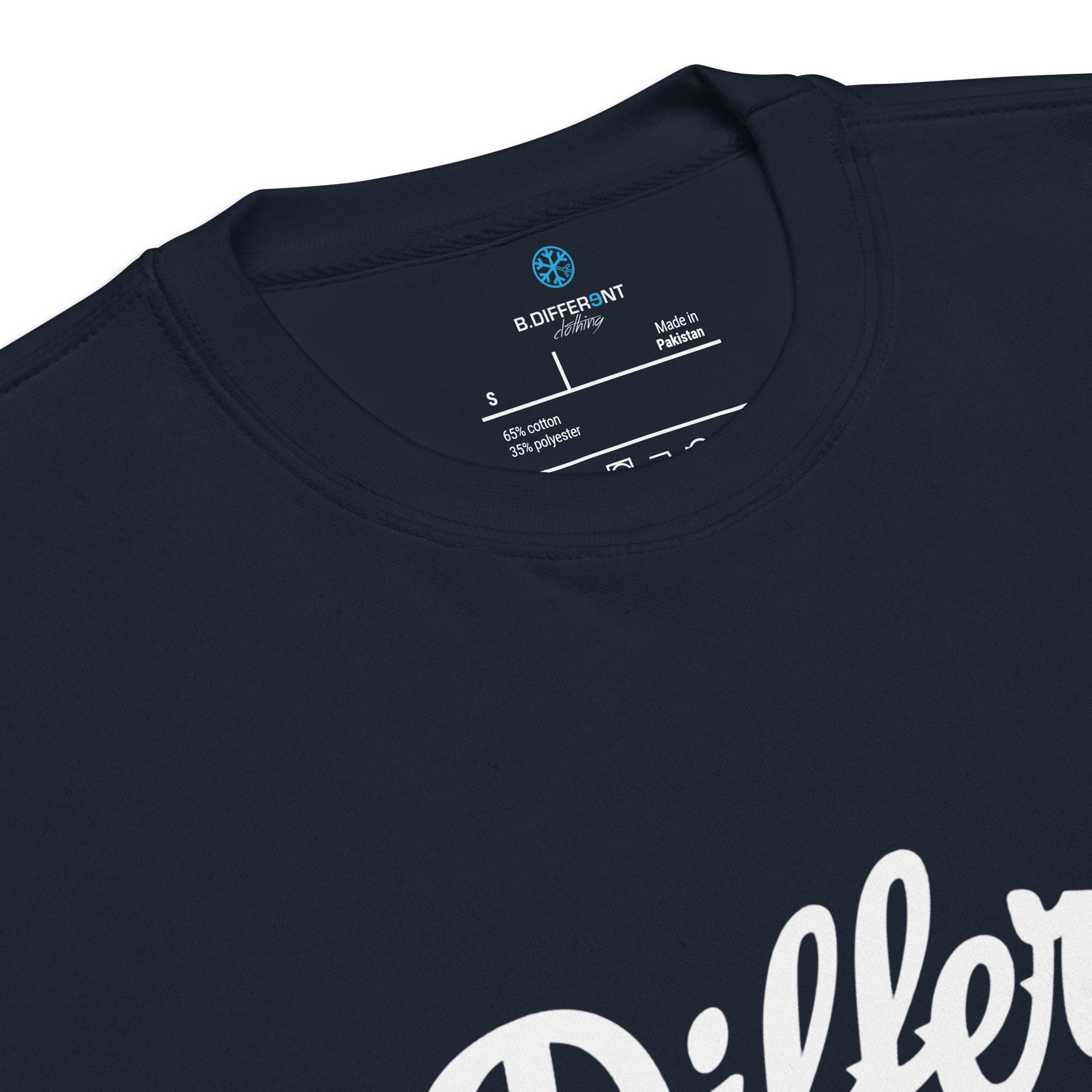 Navy-The League Sweatshirt from B.Different Clothing, collar, graffiti-inspired streetwear