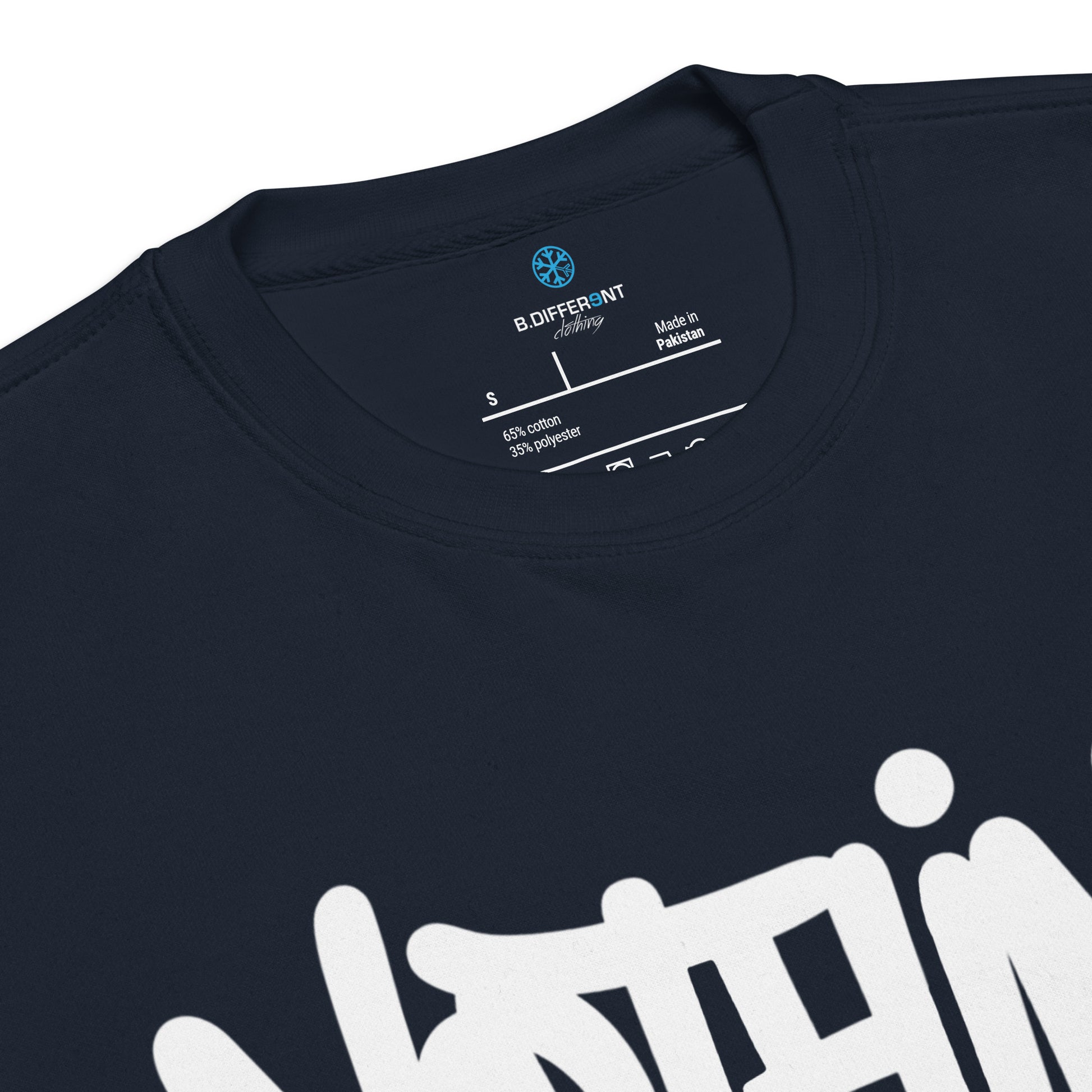 Navy-Nothing 2 Obey Graffiti Sweatshirt from B.Different Clothing, collar, graffiti-inspired streetwear