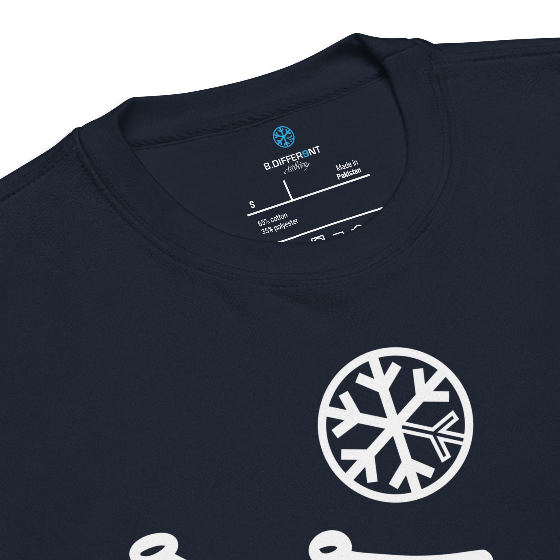 Navy-Misfit Graffiti Tag Sweatshirt from B.Different Clothing, collar, graffiti-inspired streetwear