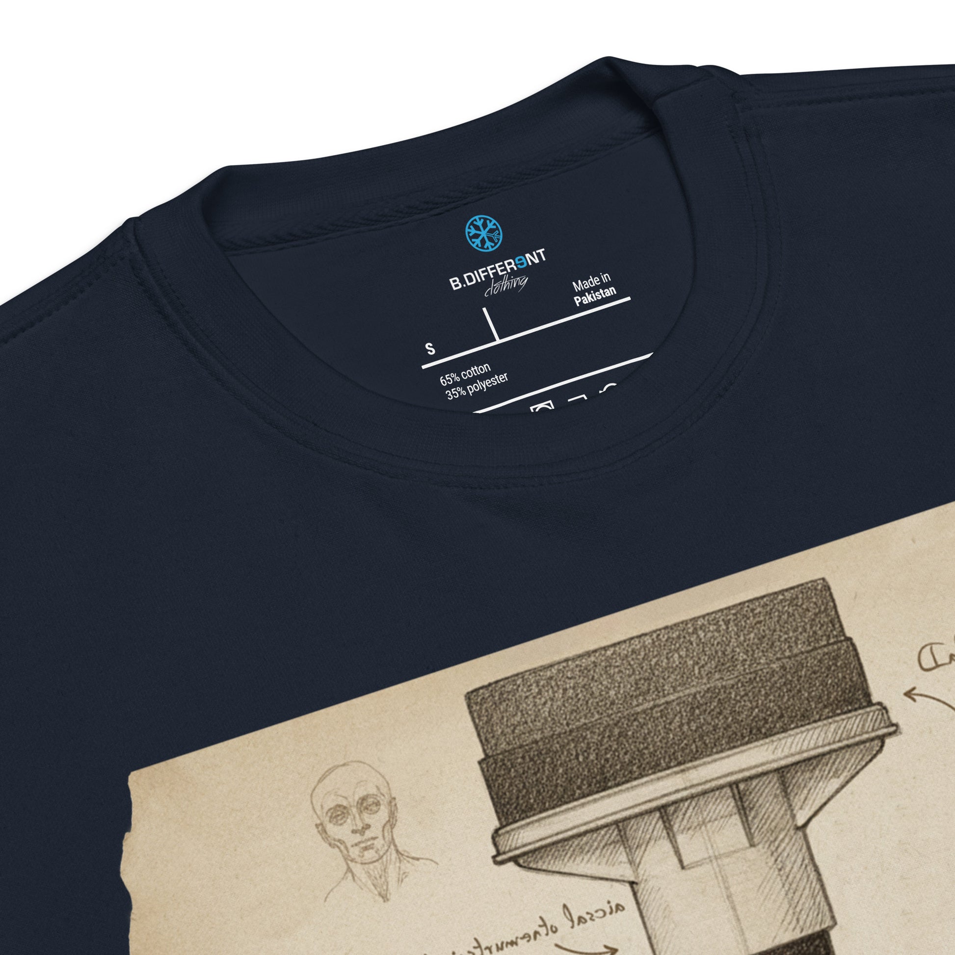 Navy-Marker Sketch Graffiti Sweatshirt from B.Different Clothing, collar, graffiti-inspired streetwear