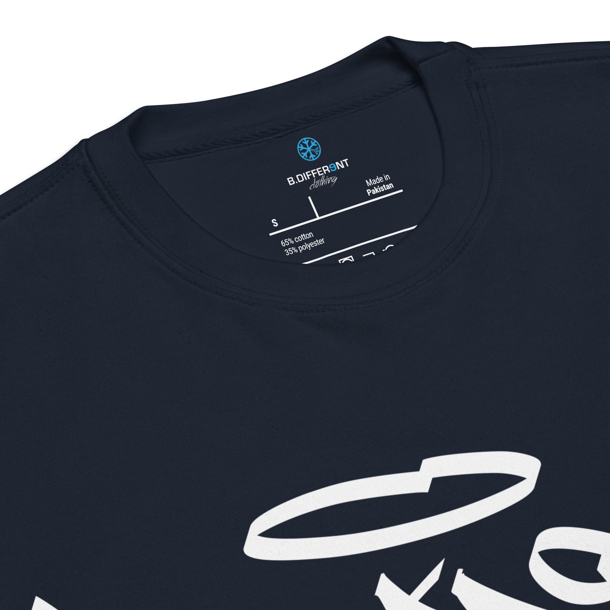 Navy-Weirdo Tag Graffiti Sweatshirt from B.Different Clothing, collar, graffiti-inspired streetwear