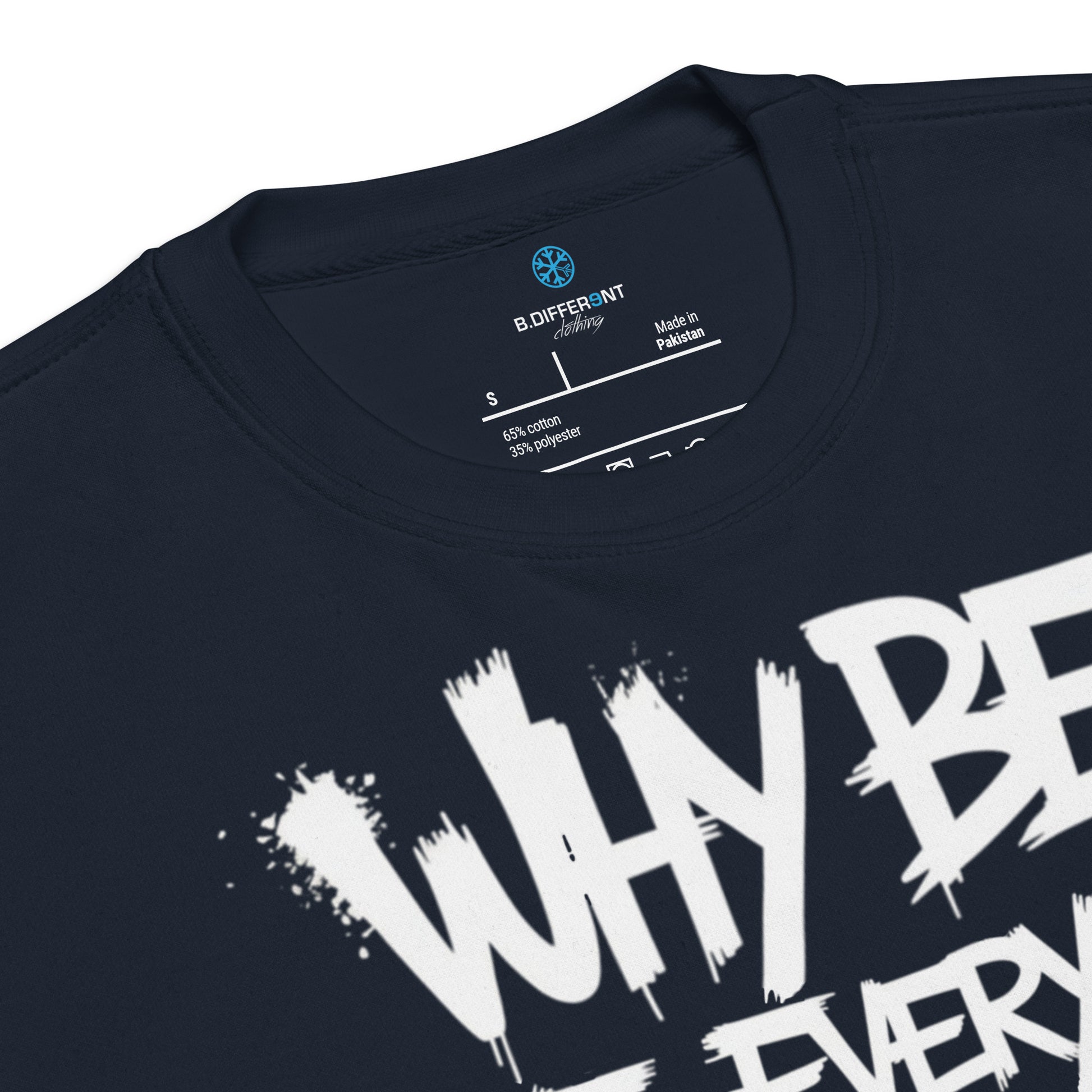 Navy-Chaos They Fear Graffiti Tag Sweatshirt from B.Different Clothing, collar, graffiti-inspired streetwear