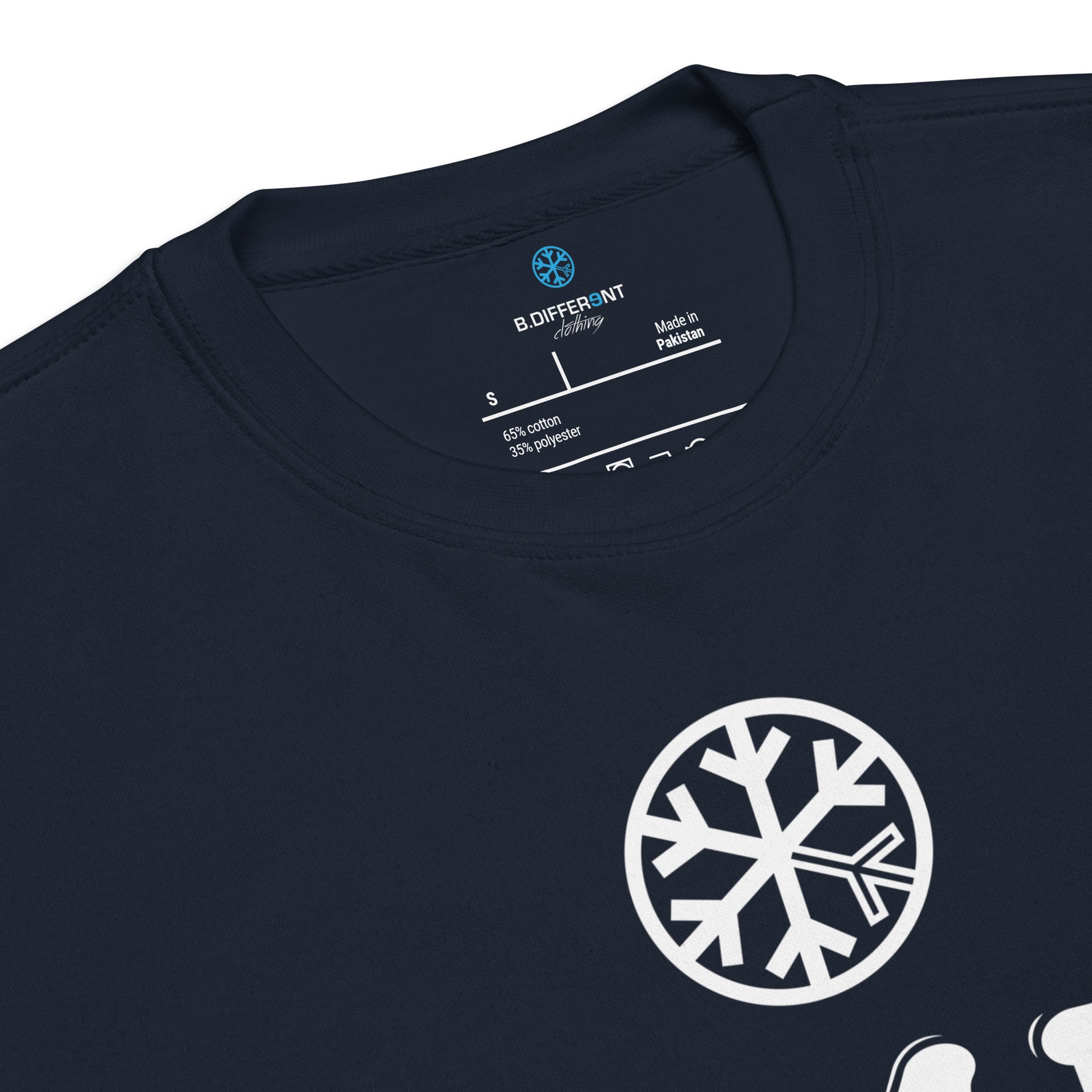 Navy-Stay Fly Graffiti Tag Sweatshirt from B.Different Clothing, collar, graffiti-inspired streetwear