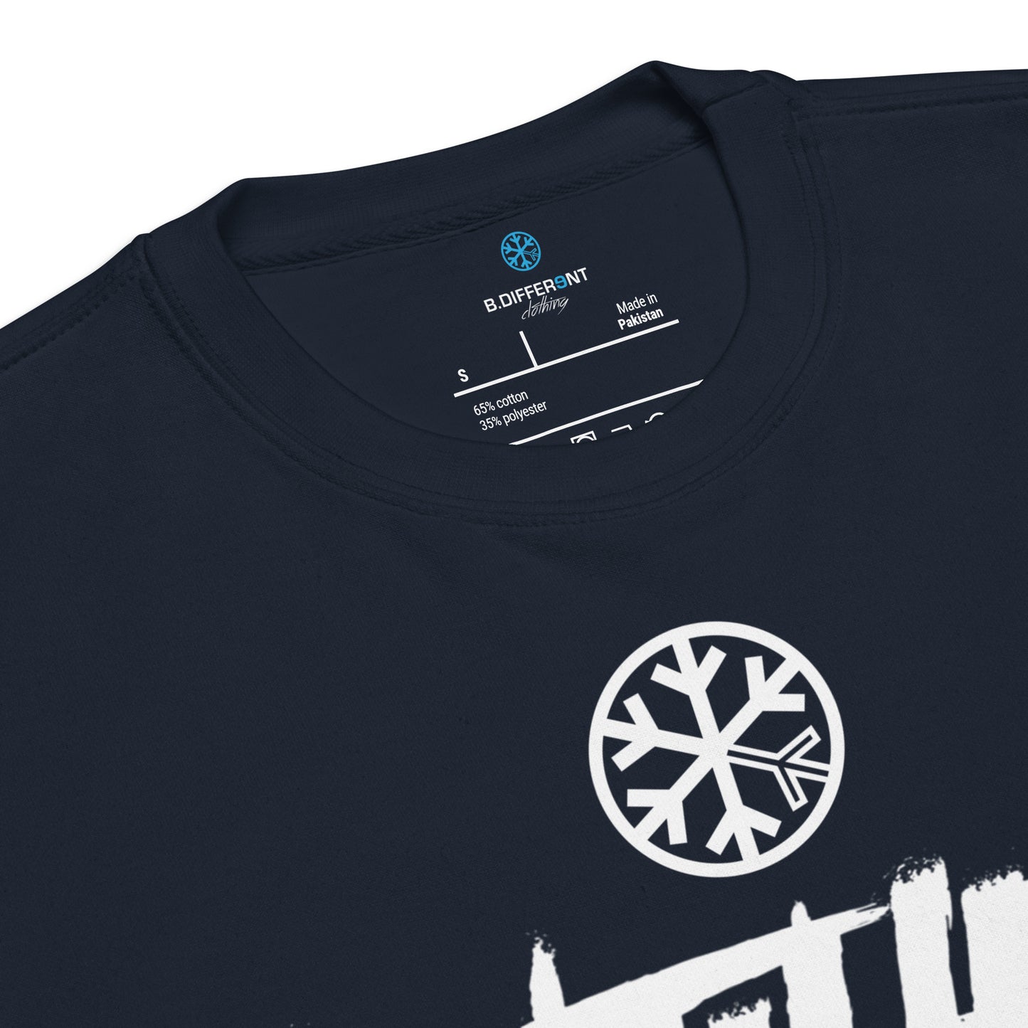 Navy-Antihero Graffiti Tag Sweatshirt from B.Different Clothing, collar, graffiti-inspired streetwear