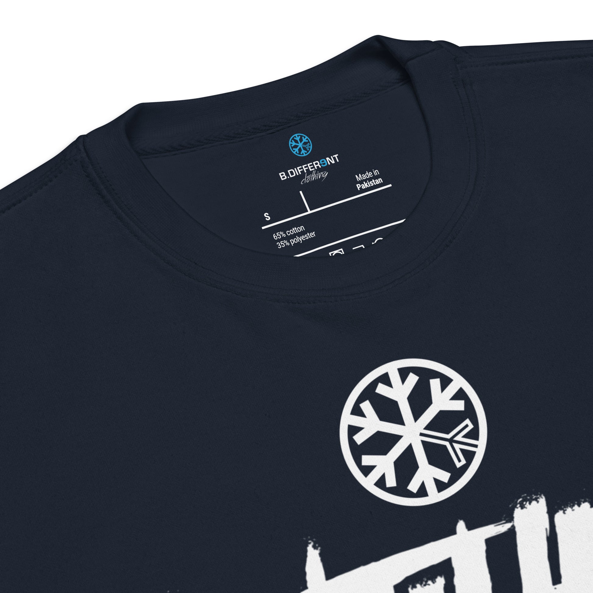 Navy-Antihero Graffiti Tag Sweatshirt from B.Different Clothing, collar, graffiti-inspired streetwear