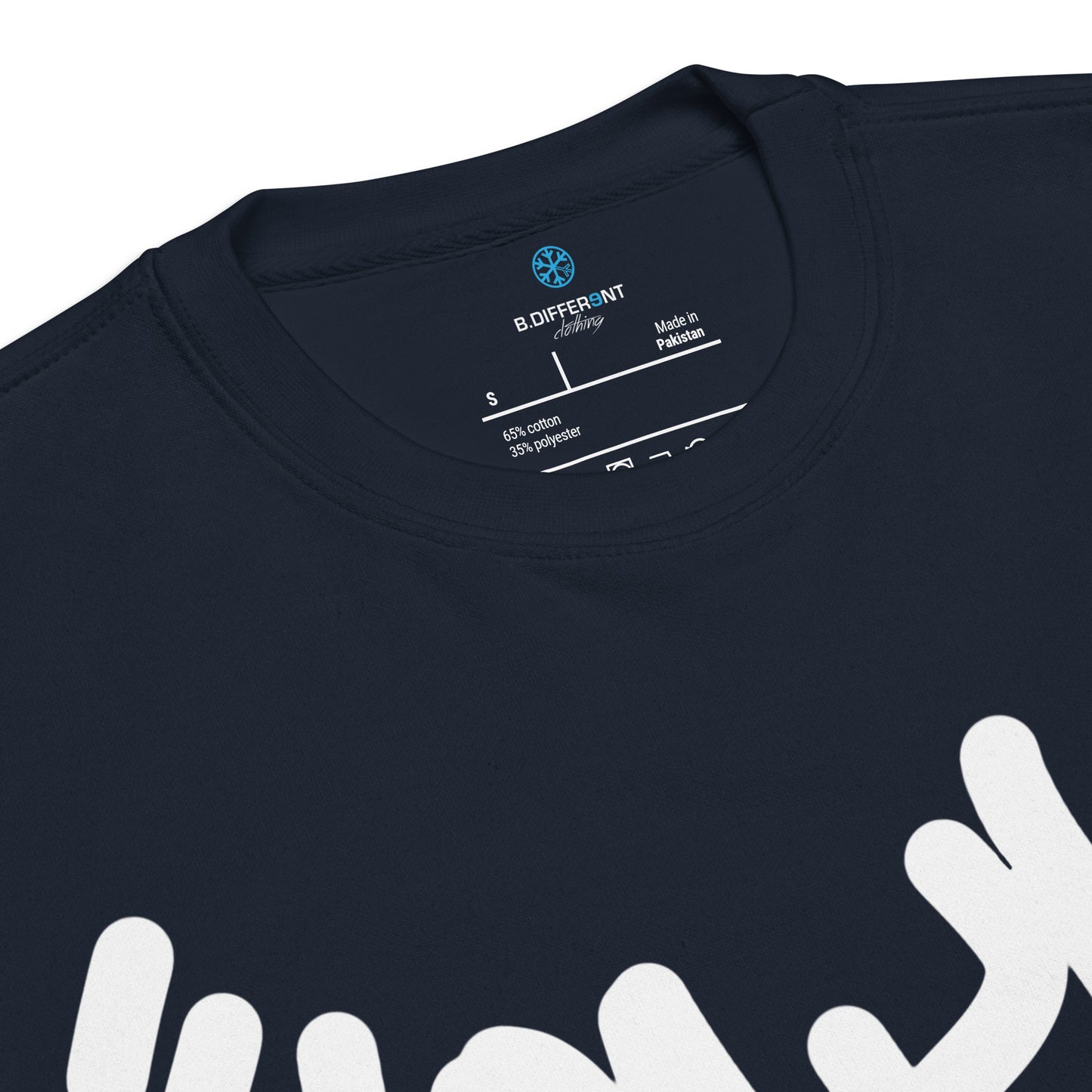 Navy-Loner Graffiti Tag Sweatshirt from B.Different Clothing, collar, graffiti-inspired streetwear