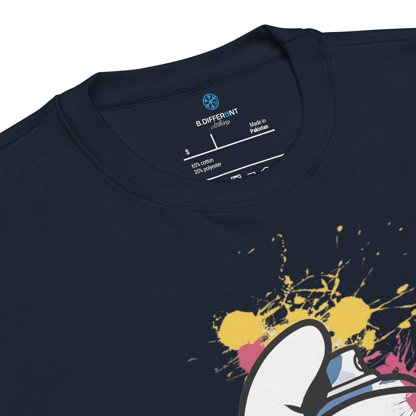 Navy-Hand Spray Can Graffiti Sweatshirt from B.Different Clothing, collar, graffiti-inspired streetwear