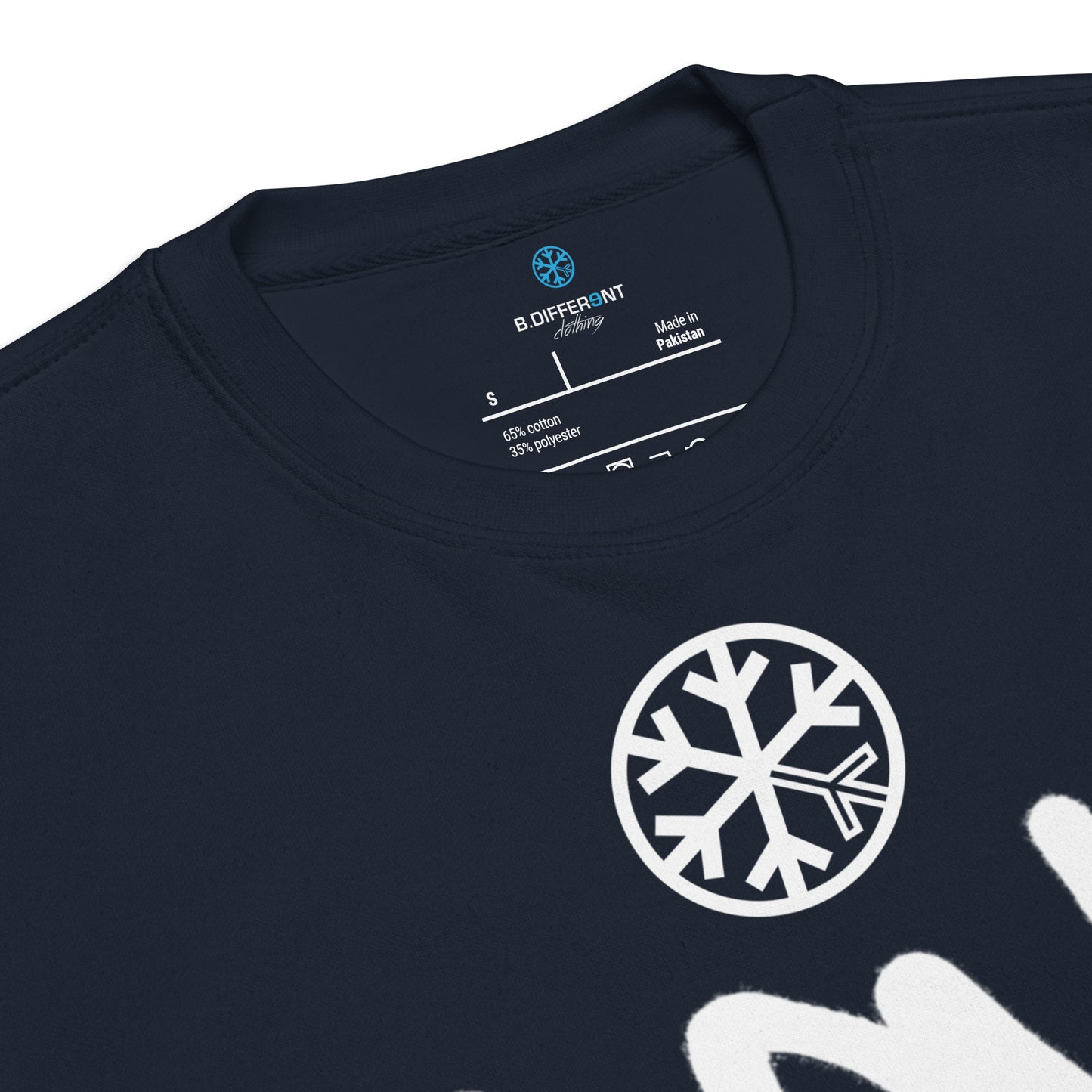 Navy-Loony Graffiti Tag Sweatshirt from B.Different Clothing, collar, graffiti-inspired streetwear