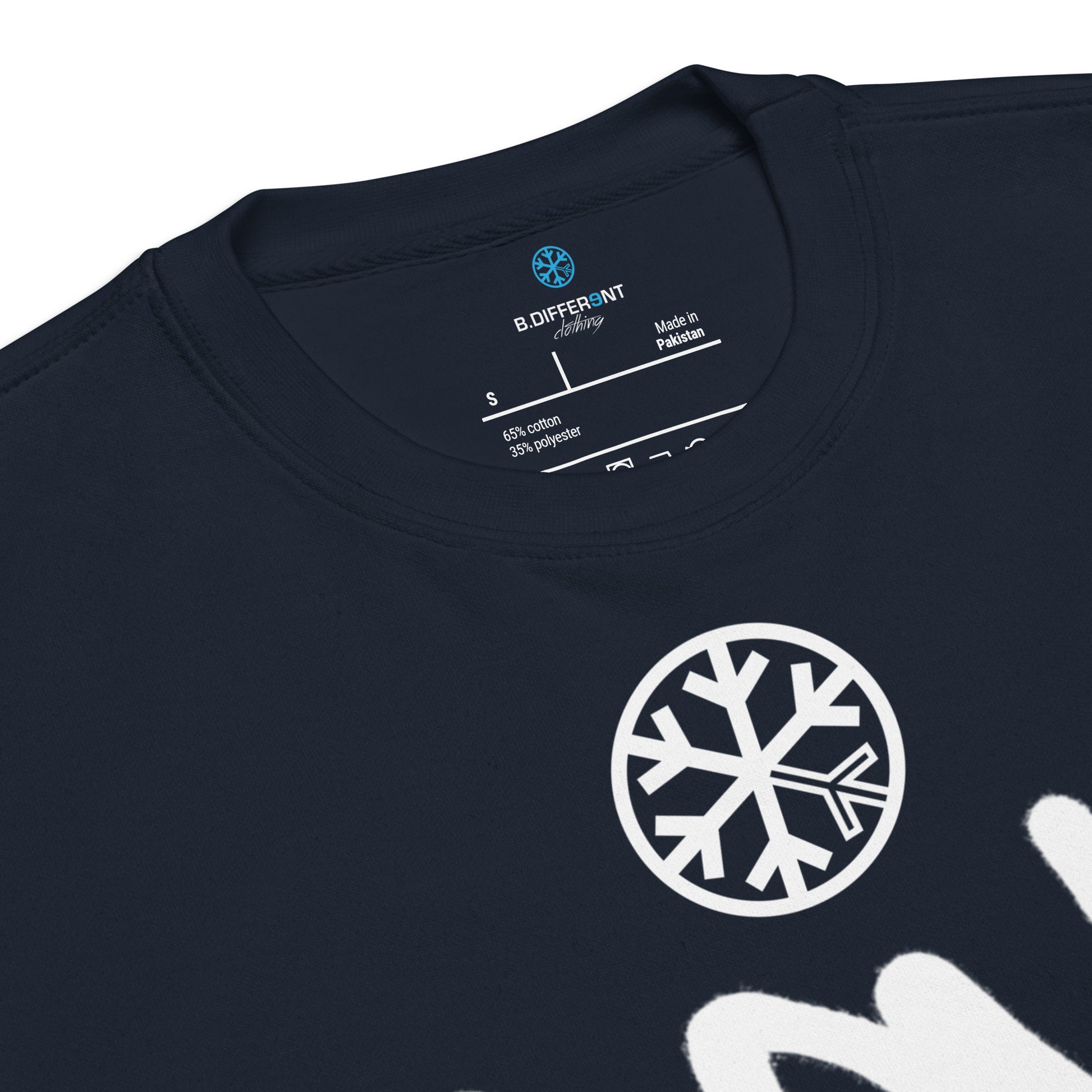 Navy-Loony Graffiti Tag Sweatshirt from B.Different Clothing, collar, graffiti-inspired streetwear