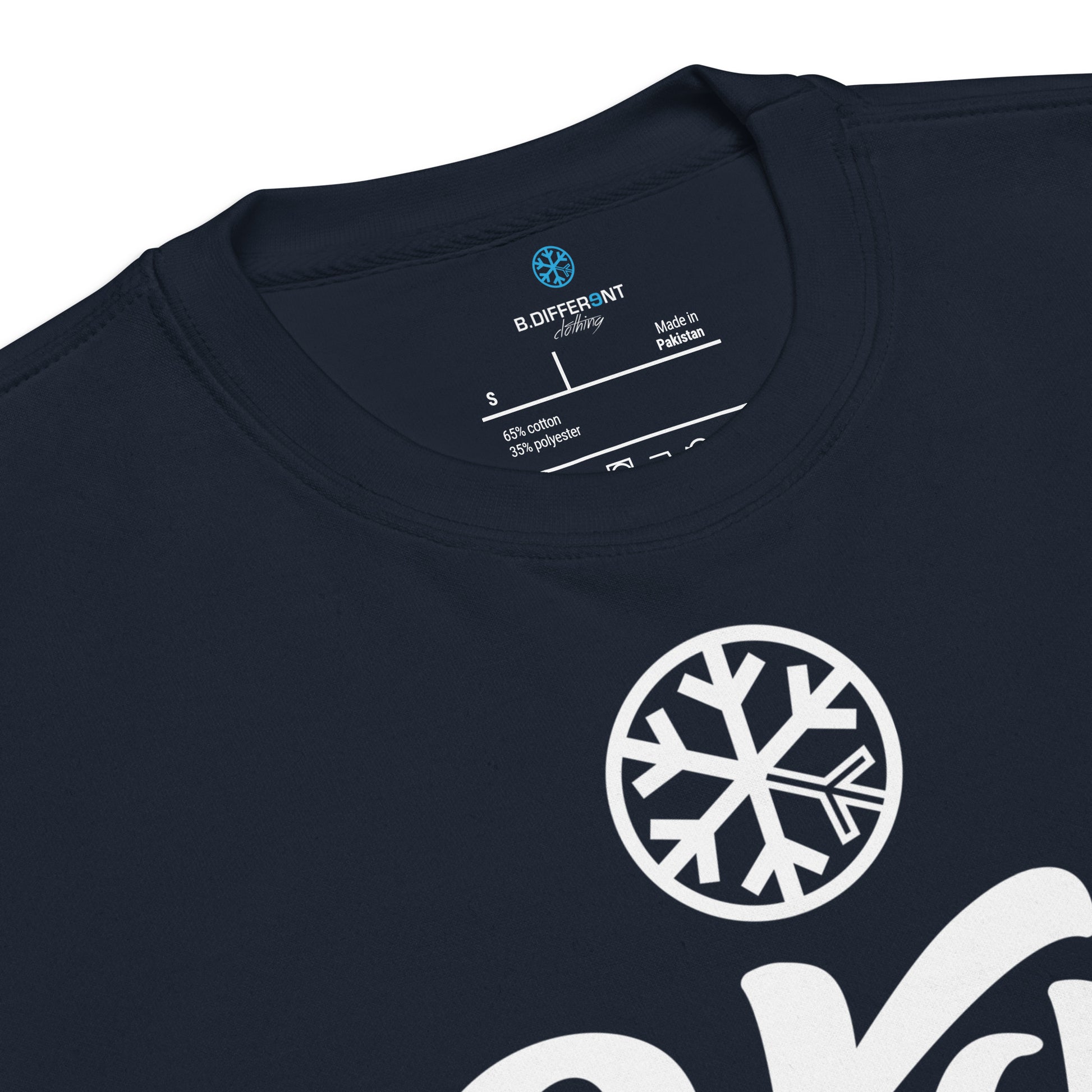 Navy-Stay Weird Sweatshirt from B.Different Clothing, collar, graffiti-inspired streetwear