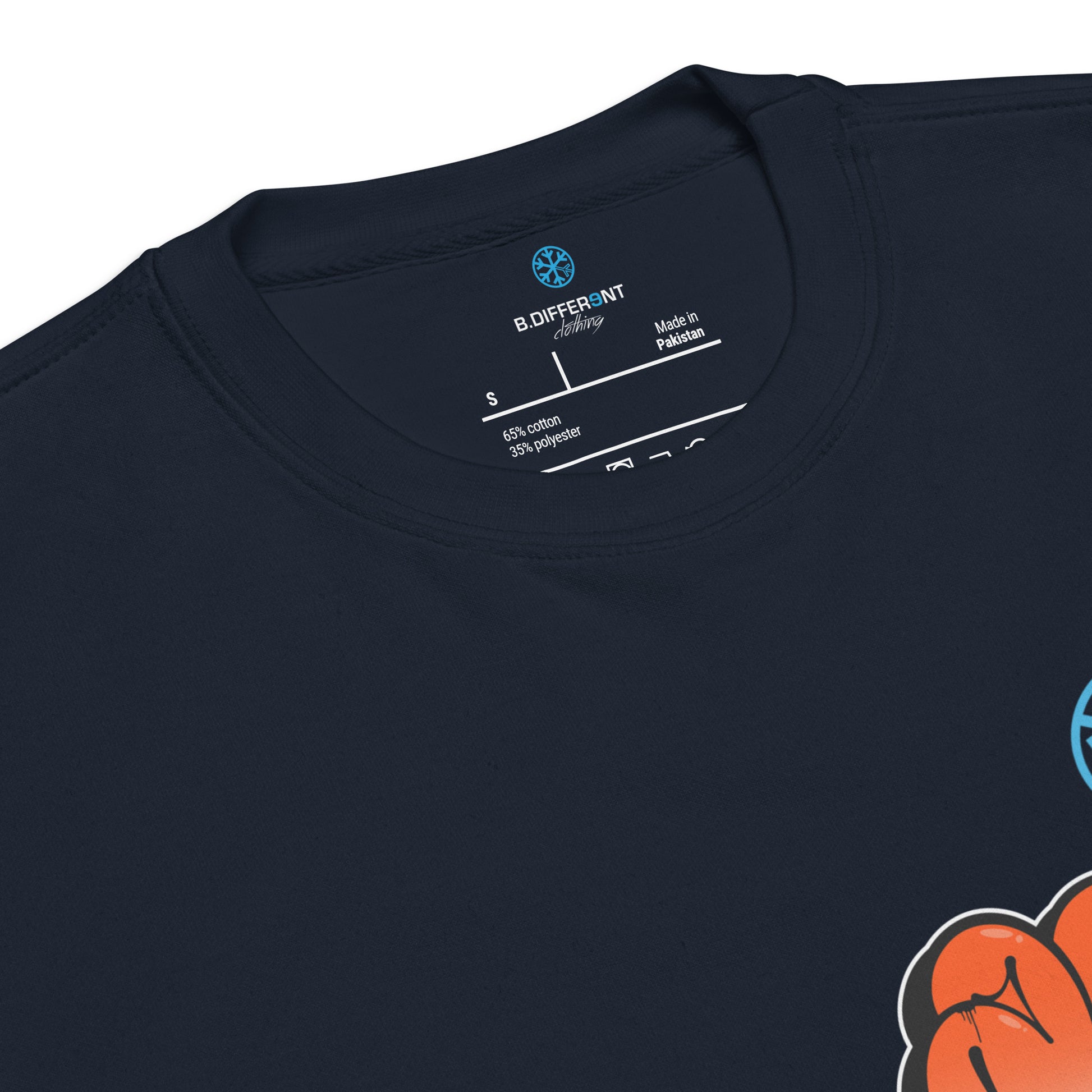 Navy-ACAB Girl Graffiti Sweatshirt from B.Different Clothing, collar, graffiti-inspired streetwear