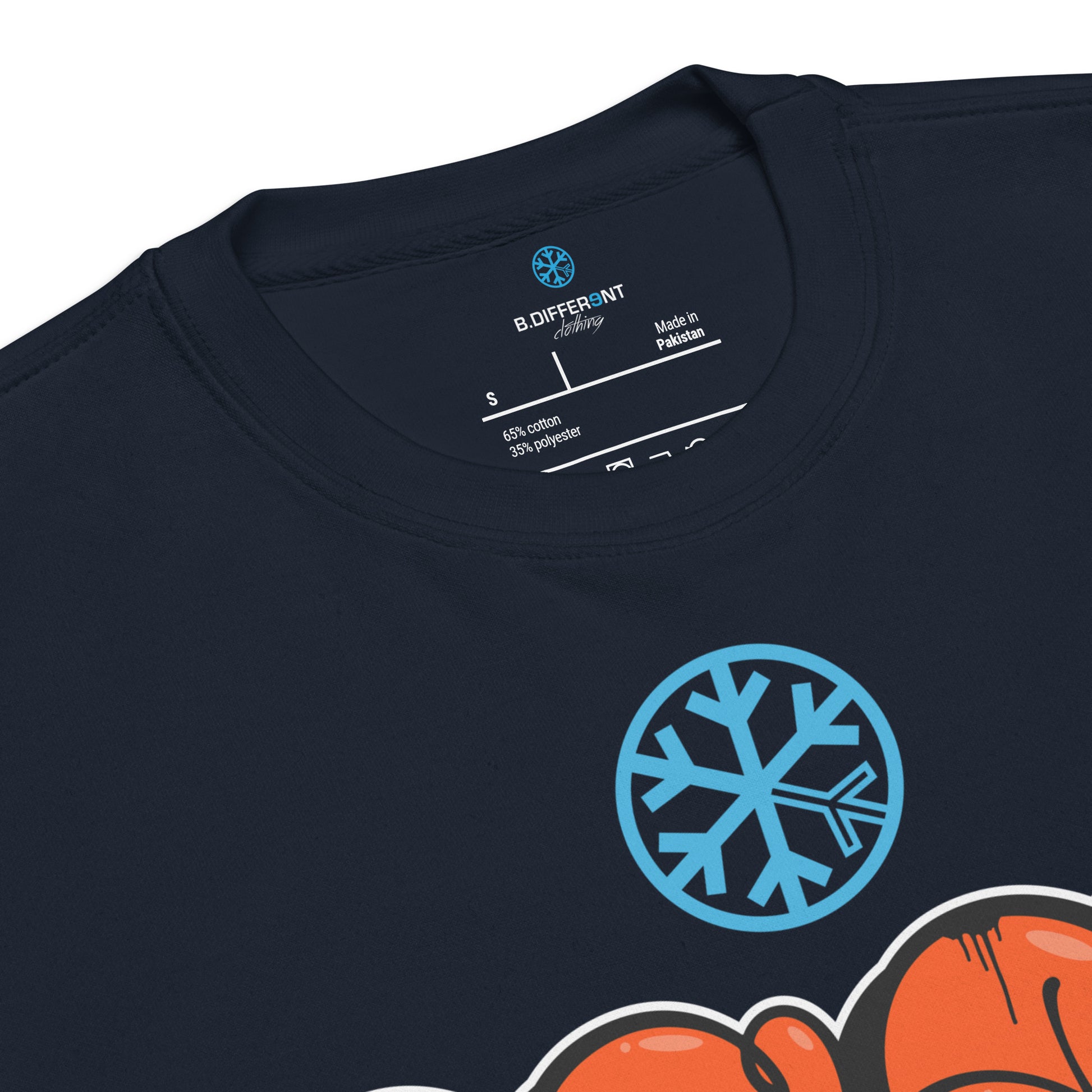 Navy-ACAB Graffiti Throw-up Sweatshirt from B.Different Clothing, collar, graffiti-inspired streetwear