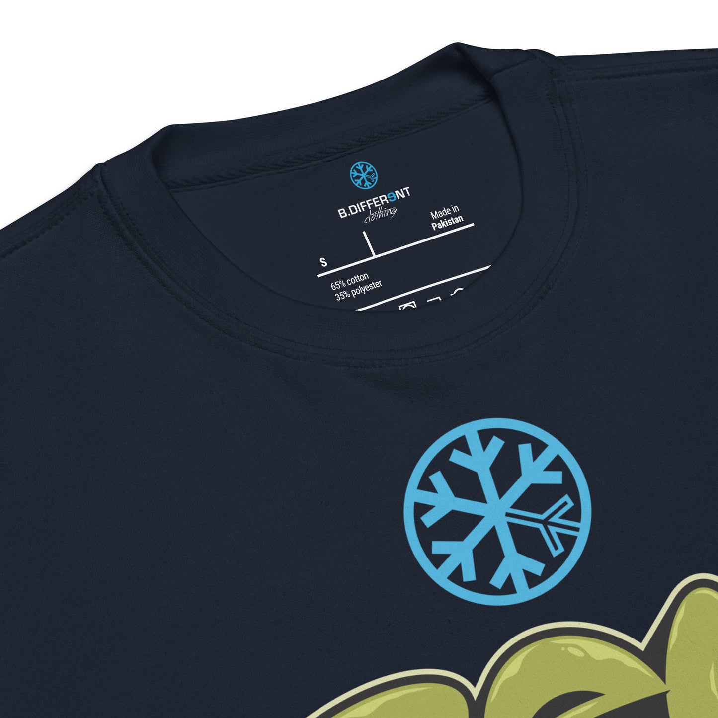 Navy-Fresh Graffiti Piece Sweatshirt from B.Different Clothing, collar, graffiti-inspired streetwear