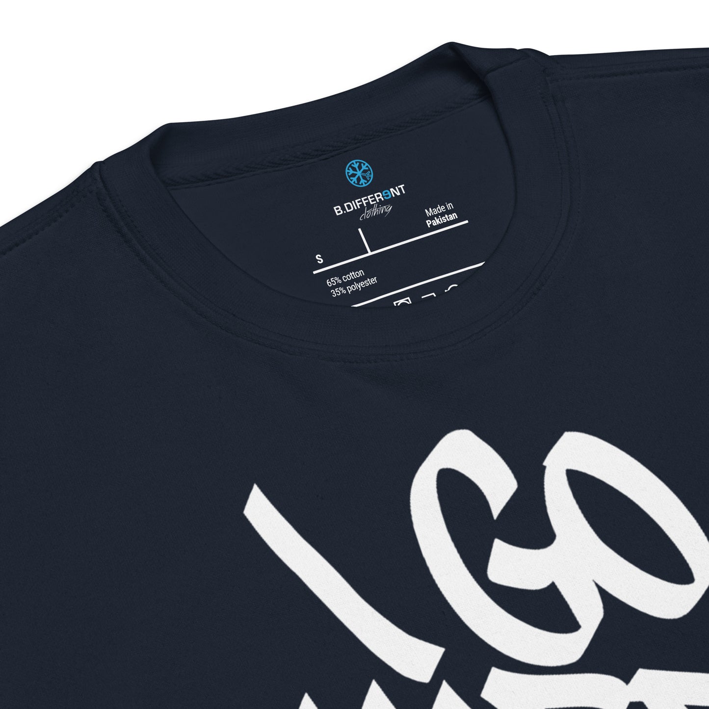 Navy-I Go Hard With My Paint Graffiti Sweatshirt from B.Different Clothing, collar, graffiti-inspired streetwear