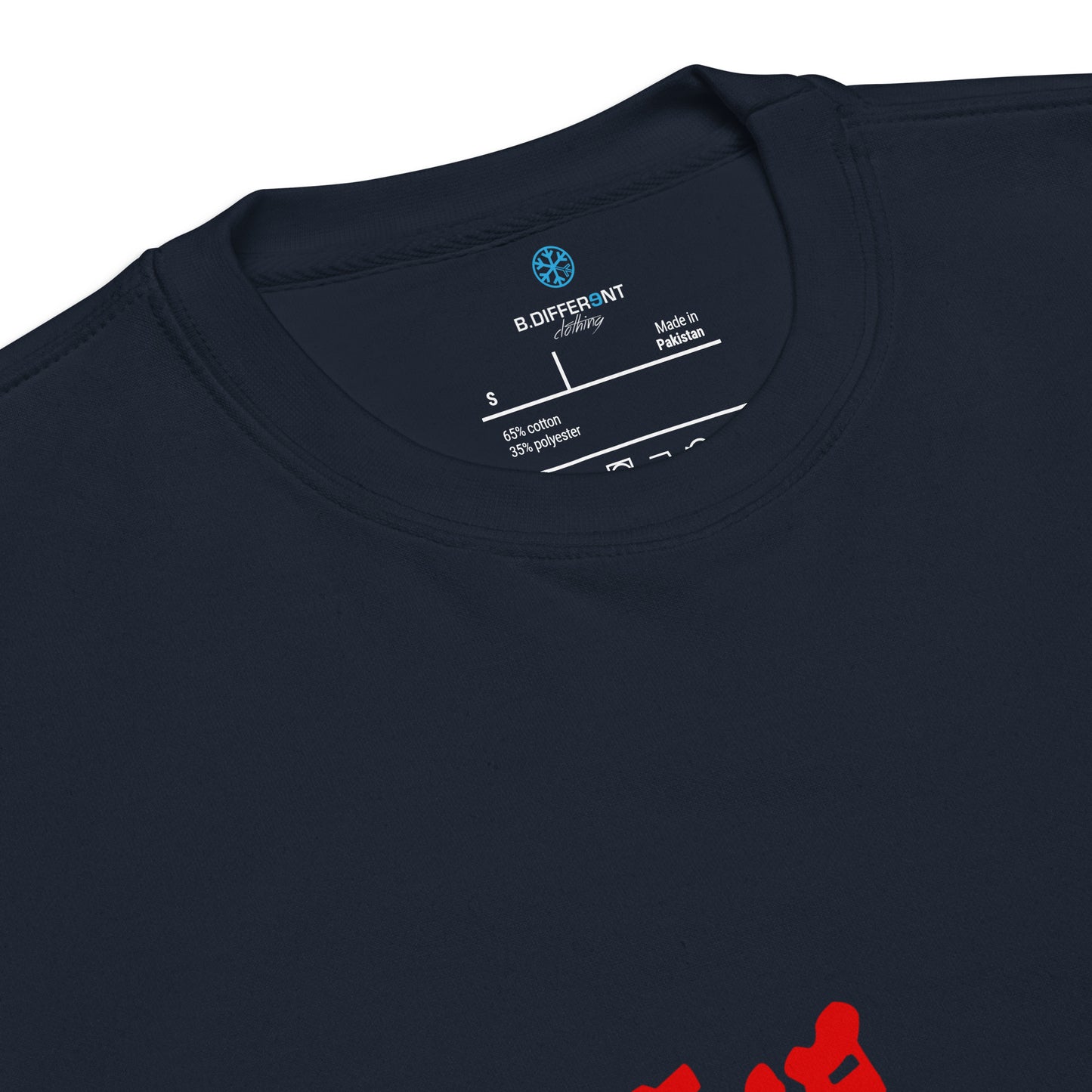 Navy-The Writers Graffiti Lettering Sweatshirt from B.Different Clothing, collar, graffiti-inspired streetwear