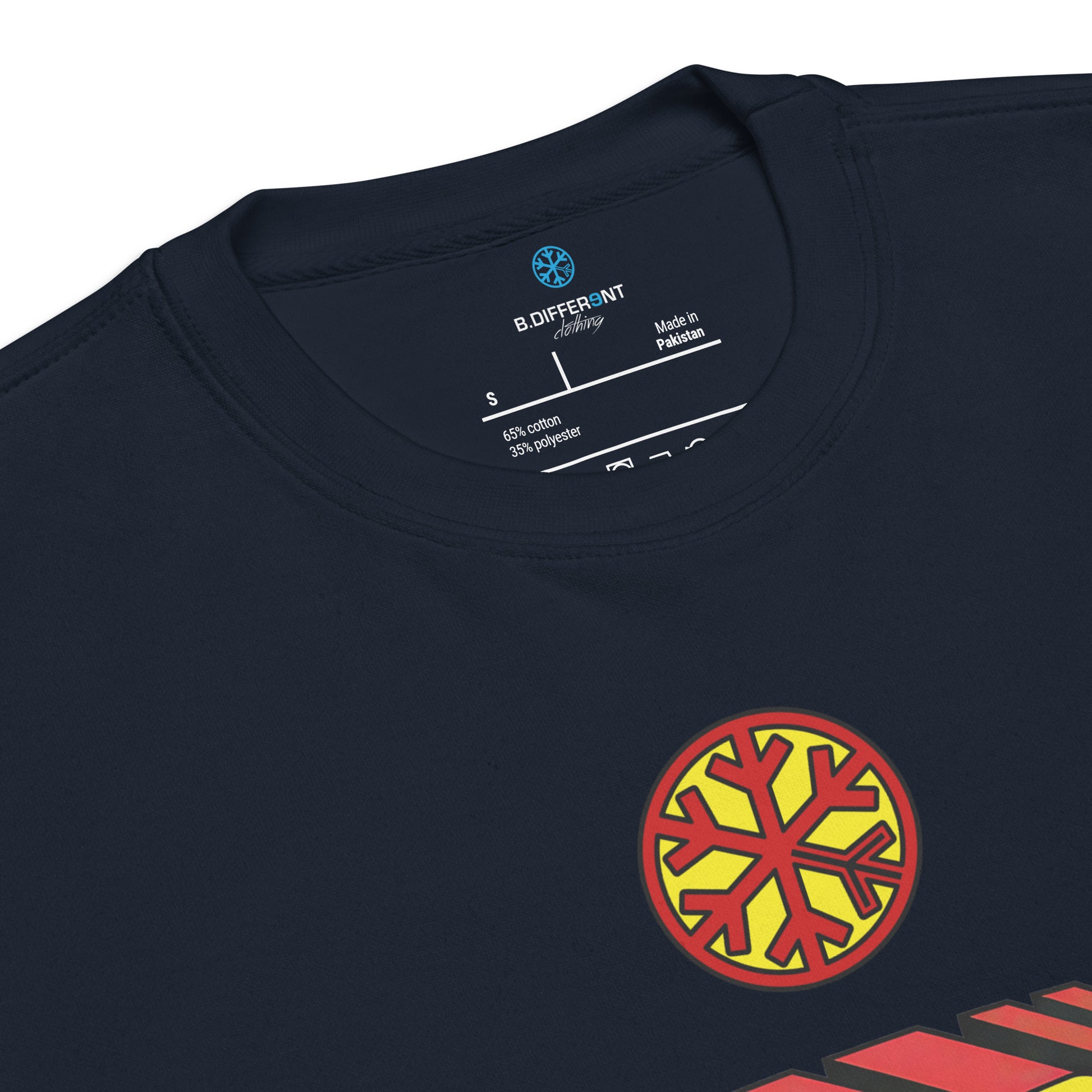 Navy-Superweird Sweatshirt from B.Different Clothing, collar, graffiti-inspired streetwear