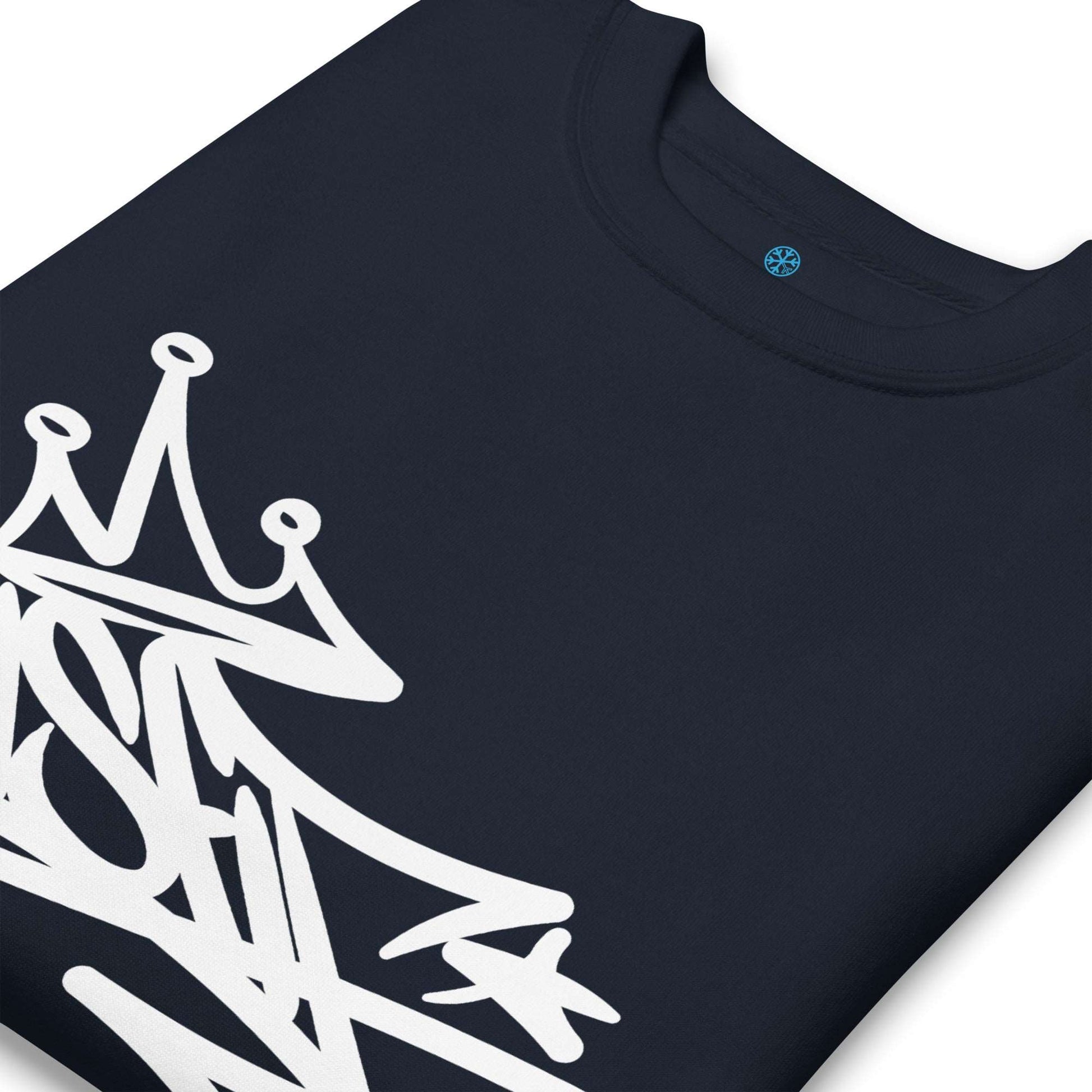 detail of Misfit Graffiti Tag Sweatshirt navy B.Different Clothing graffiti street art inspired streetwear brand